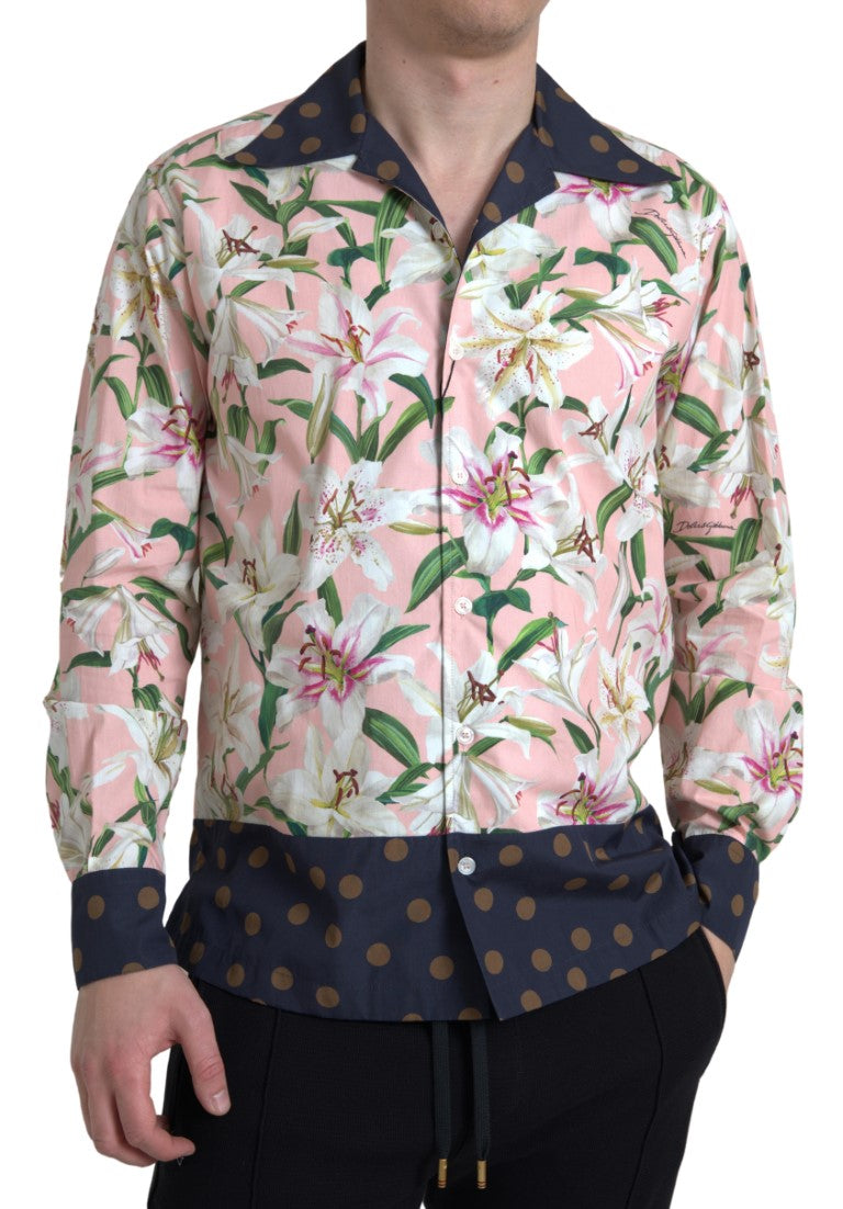 Dolce & Gabbana Camisa casual rosa elegante slim fit