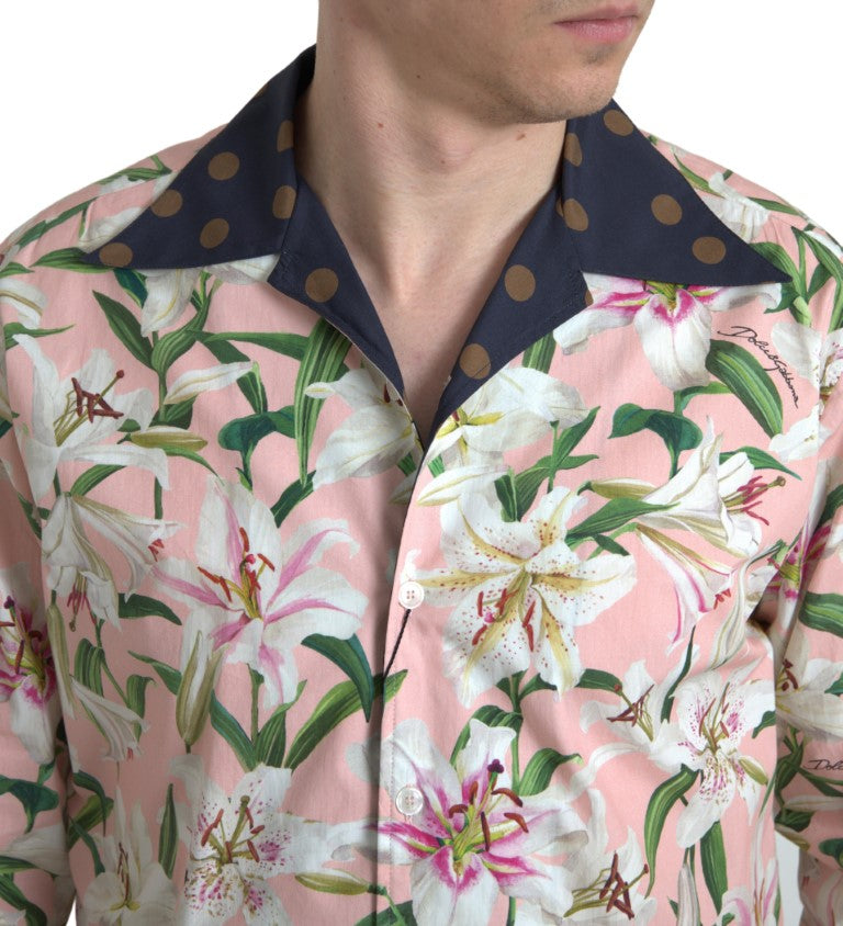 Dolce & Gabbana Camisa casual rosa elegante slim fit
