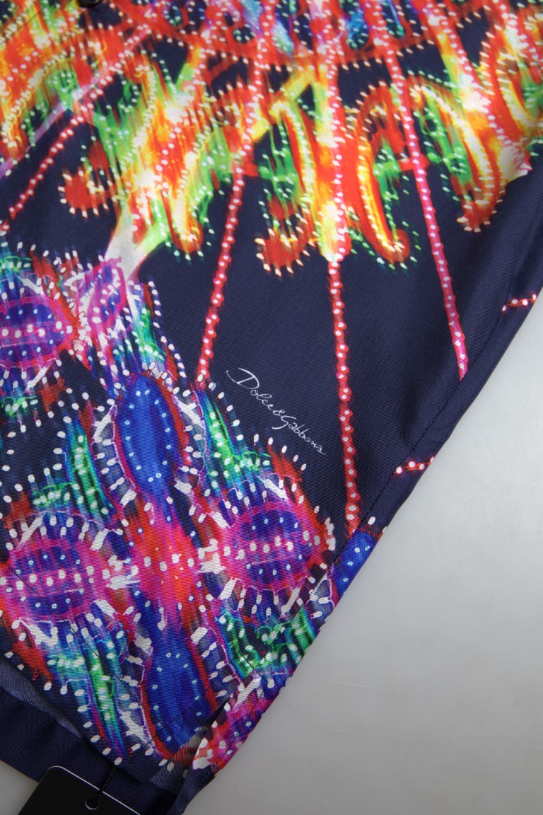 Dolce & Gabbana Camisa casual con botones de seda multicolor