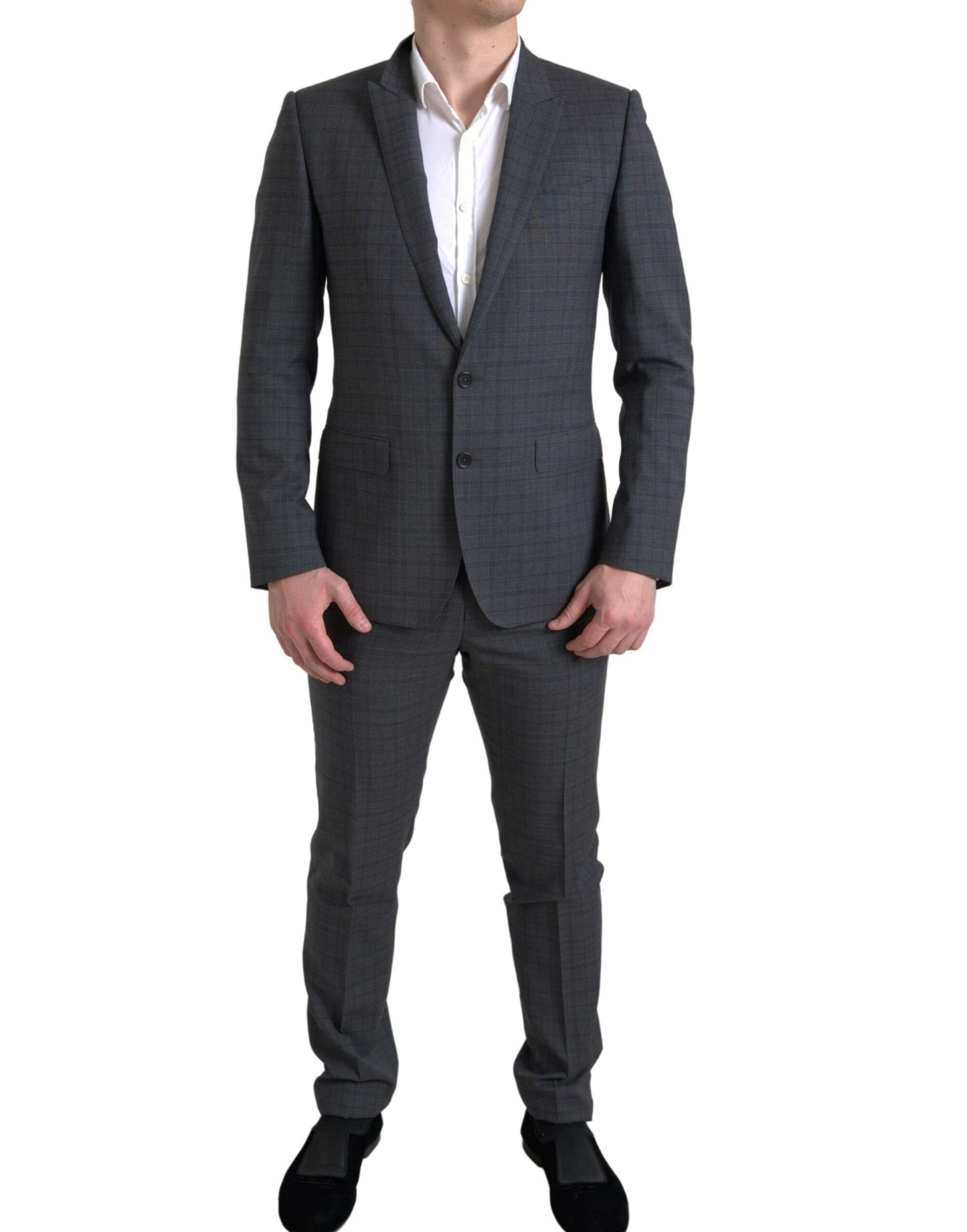 Dolce & Gabbana Elegante traje gris de corte slim a cuadros