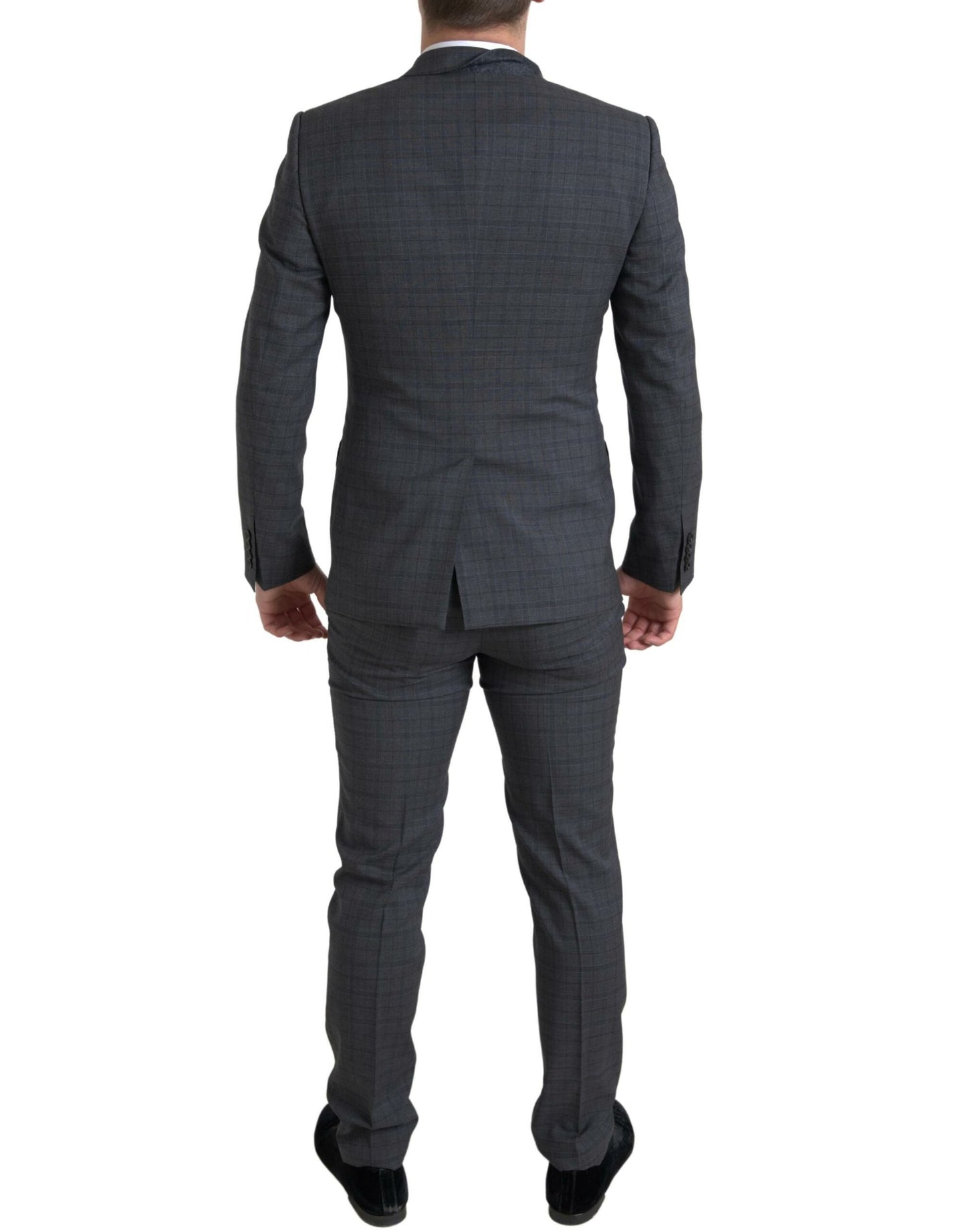 Dolce & Gabbana Elegante traje gris de corte slim a cuadros