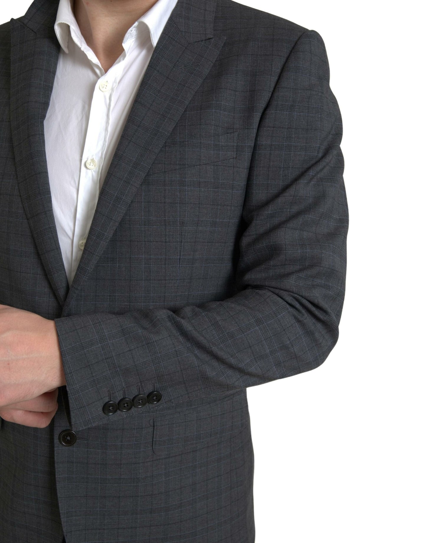 Dolce & Gabbana Elegante traje gris de corte slim a cuadros