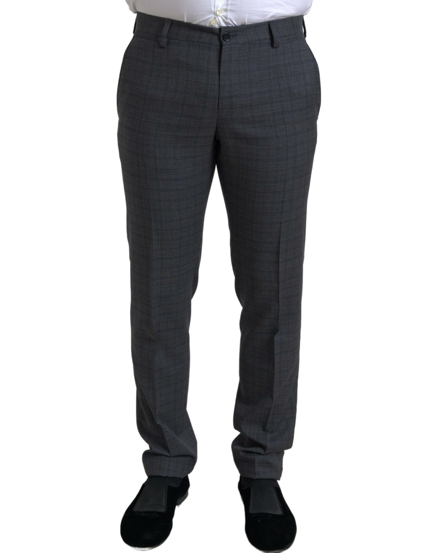 Dolce & Gabbana Elegante traje gris de corte slim a cuadros