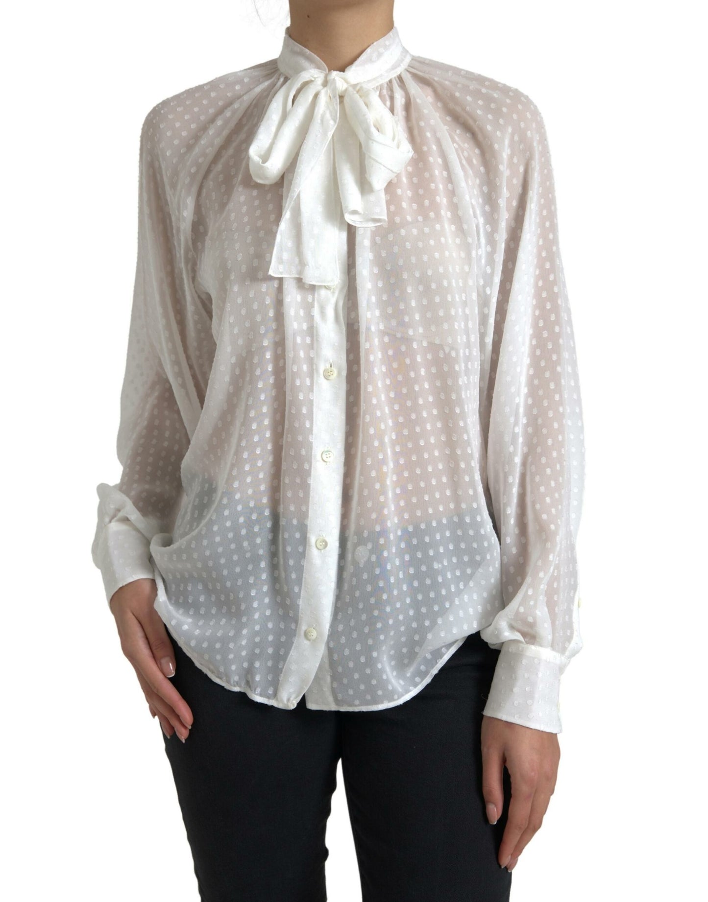 Blusa elegante de seda transparente con botones de Dolce & Gabbana