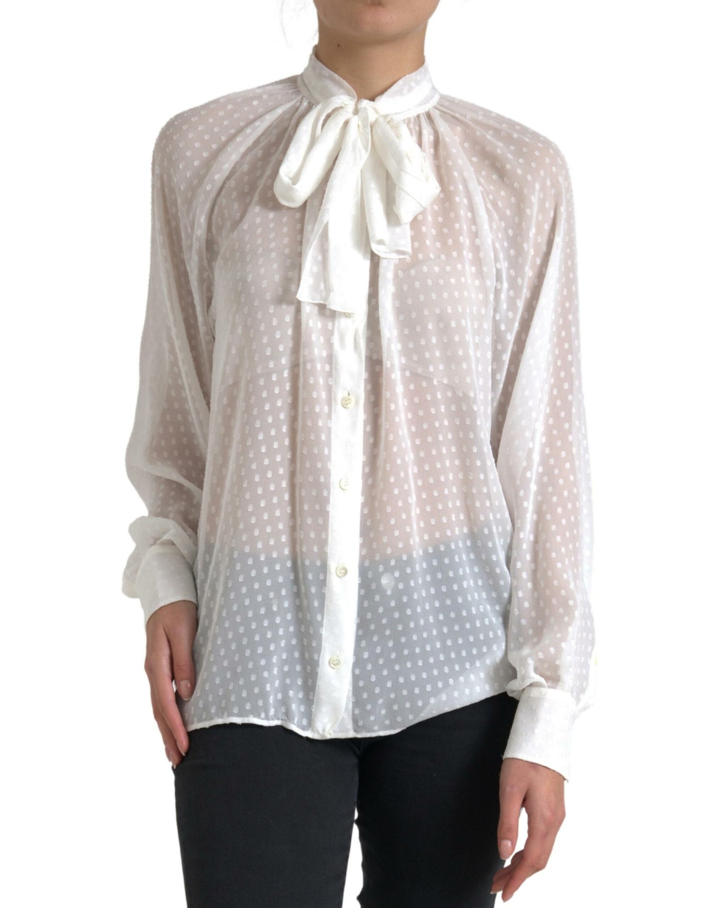 Blusa elegante de seda transparente con botones de Dolce & Gabbana