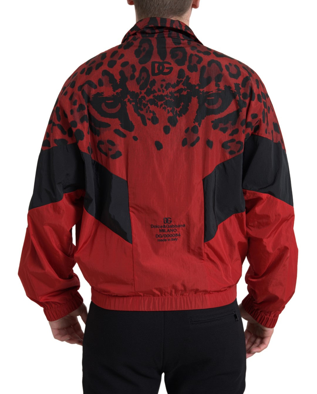 Dolce & Gabbana Chaqueta tipo suéter con cremallera de leopardo rojo