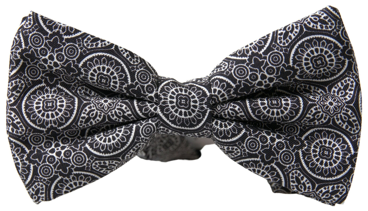 Dolce & Gabbana Elegante pajarita de seda blanca y negra