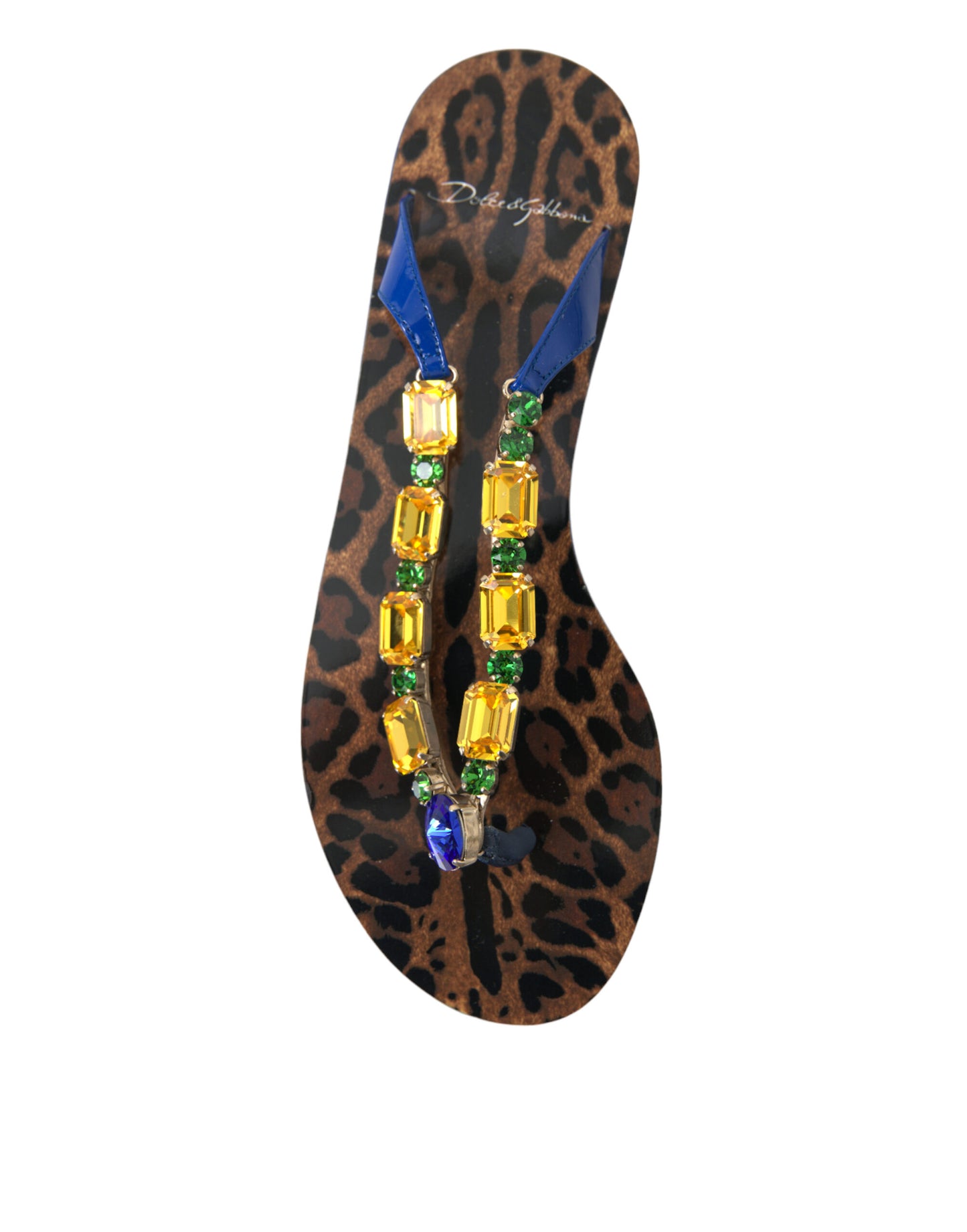 Dolce & Gabbana Elegant Blue Leather Flat Sandals – EU38.5/US8 par Dolce & Gabbana | Disponible sur Sandy Store ByNet