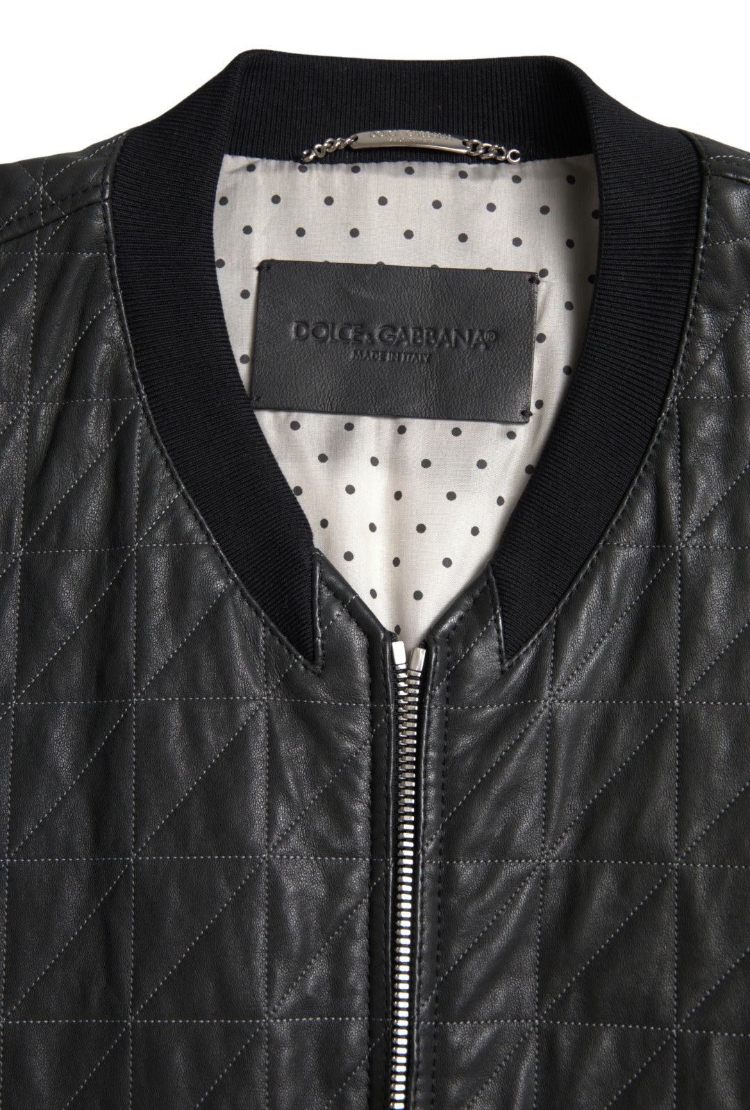 Dolce & Gabbana Elegante chaqueta bomber de cuero negra