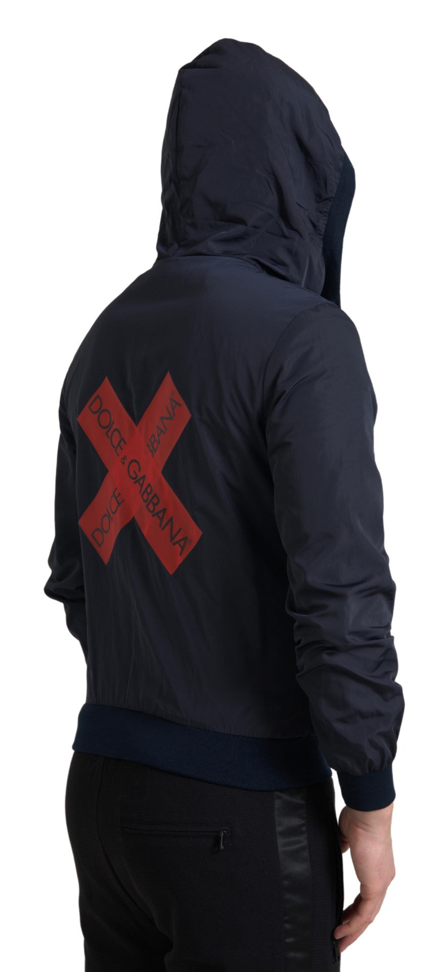 Dolce & Gabbana Elegante Sudadera Azul Con Capucha Y Cierre De Cremallera