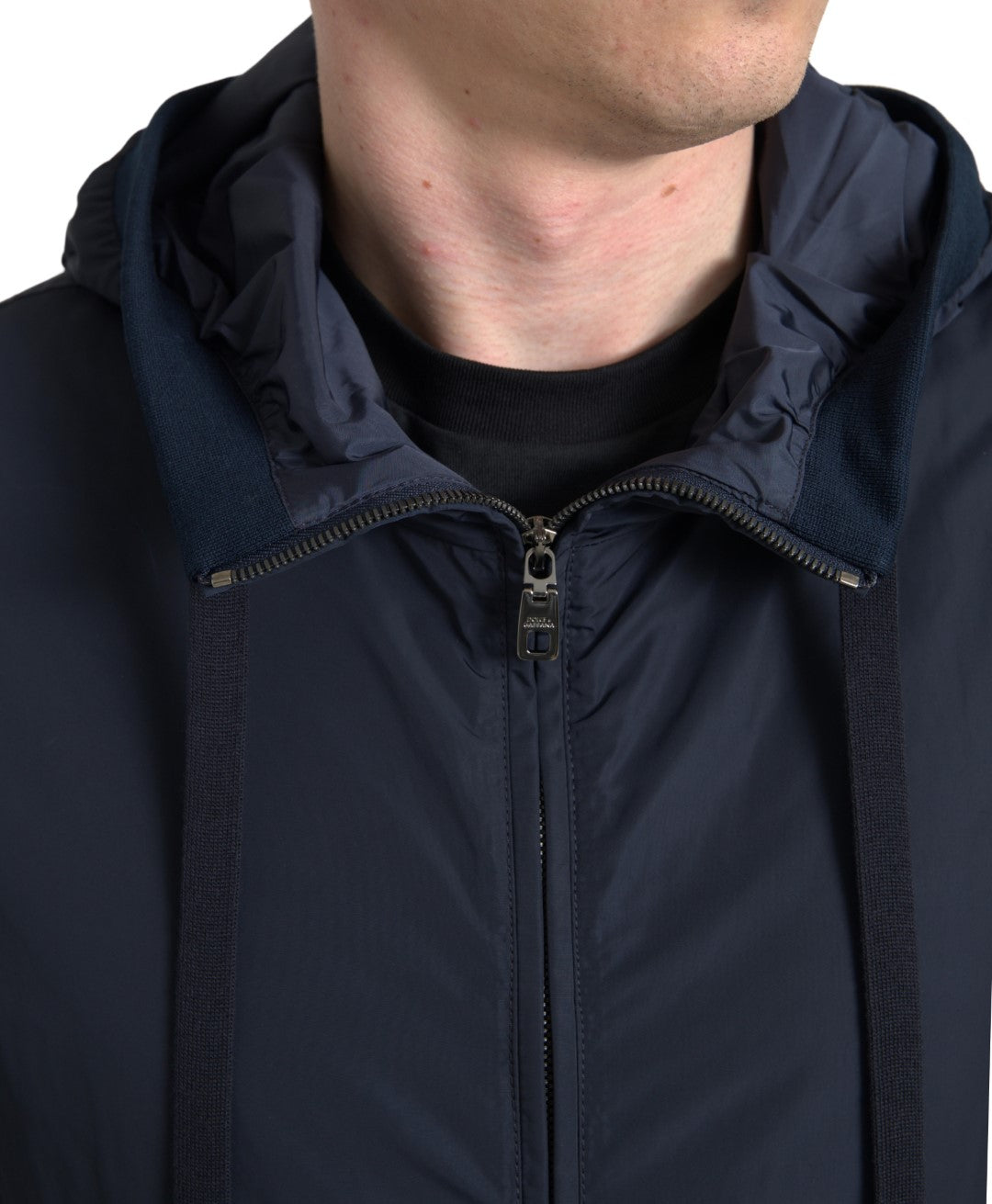 Dolce & Gabbana Elegante Sudadera Azul Con Capucha Y Cierre De Cremallera