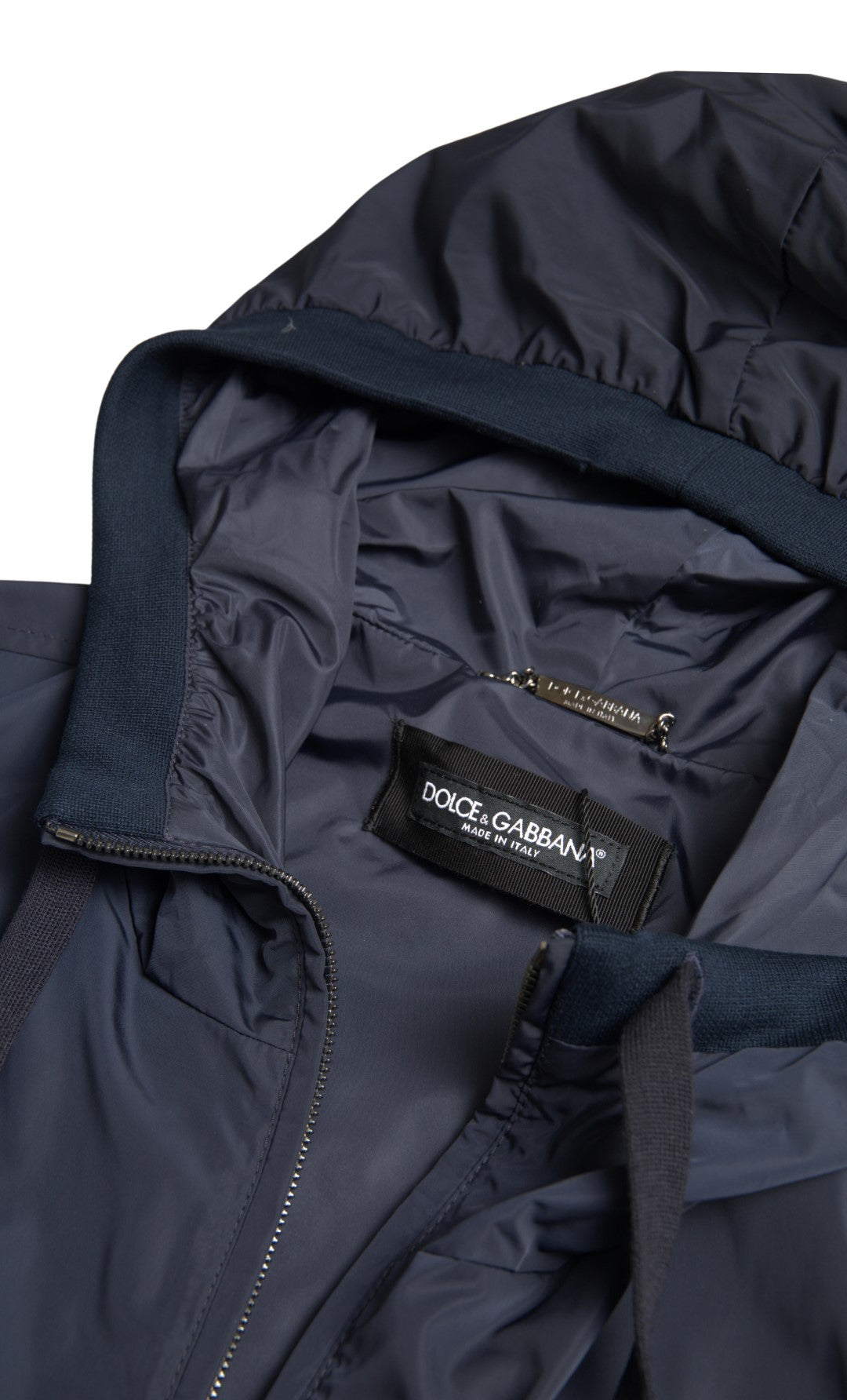Dolce & Gabbana Elegante Sudadera Azul Con Capucha Y Cierre De Cremallera