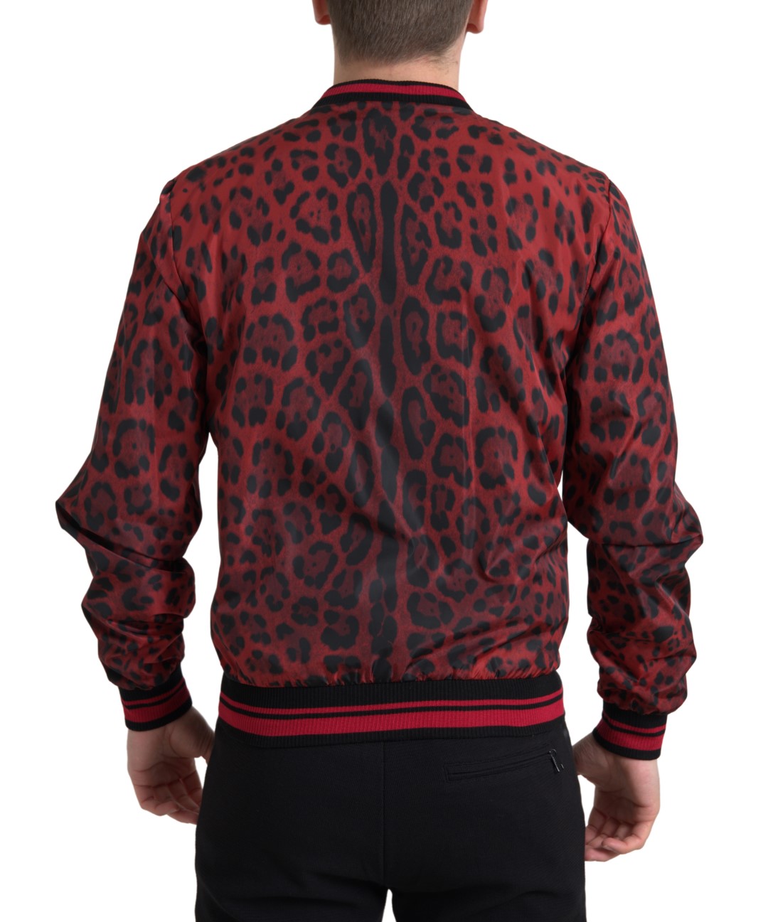 Dolce & Gabbana Cazadora bomber roja con estampado de leopardo