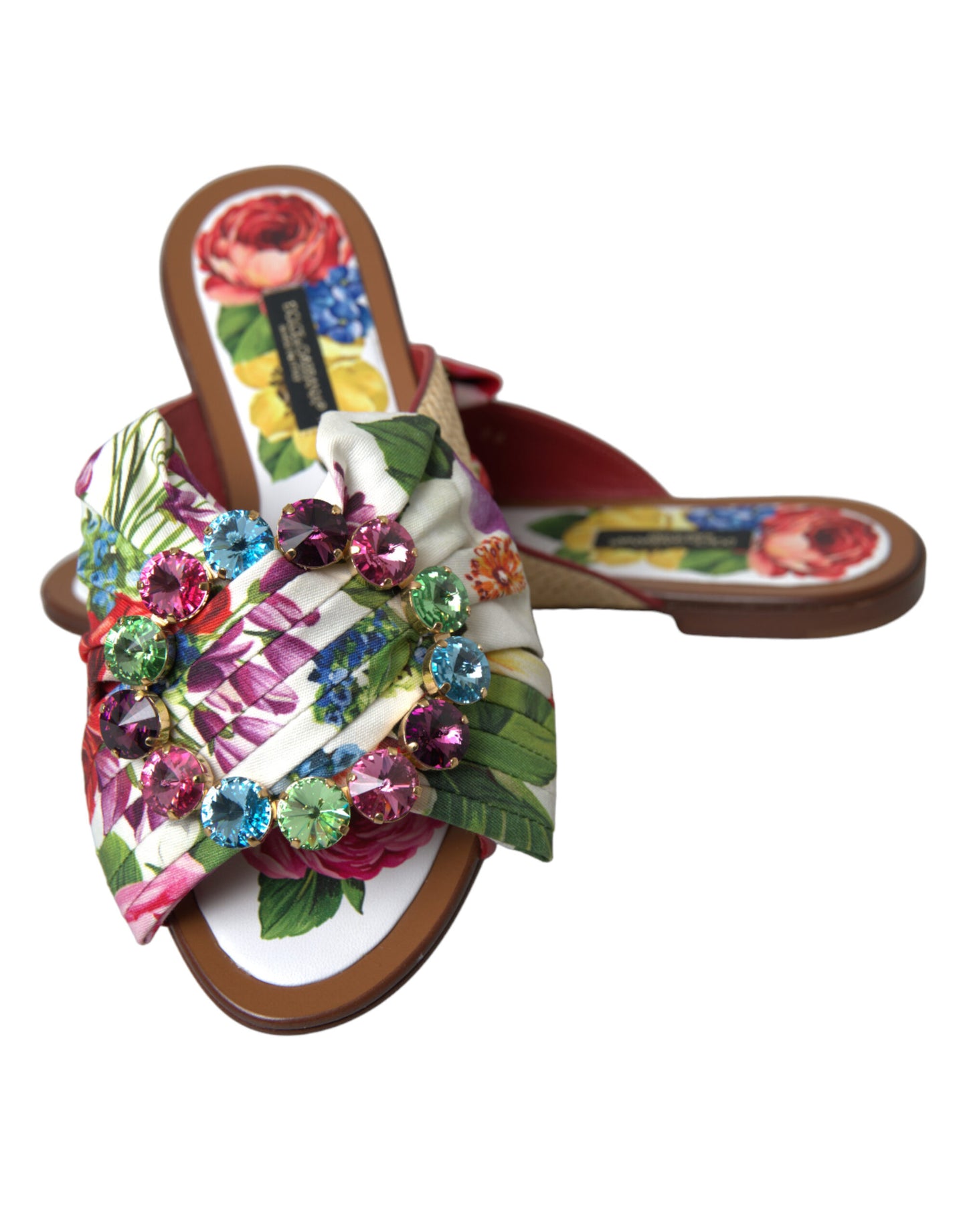 Dolce & Gabbana Exquisitas sandalias planas con estampado floral