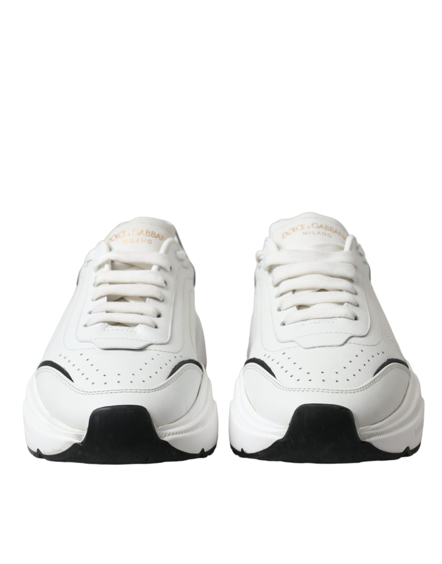 Dolce & Gabbana Zapatillas elegantes de cuero Daymaster en blanco y negro