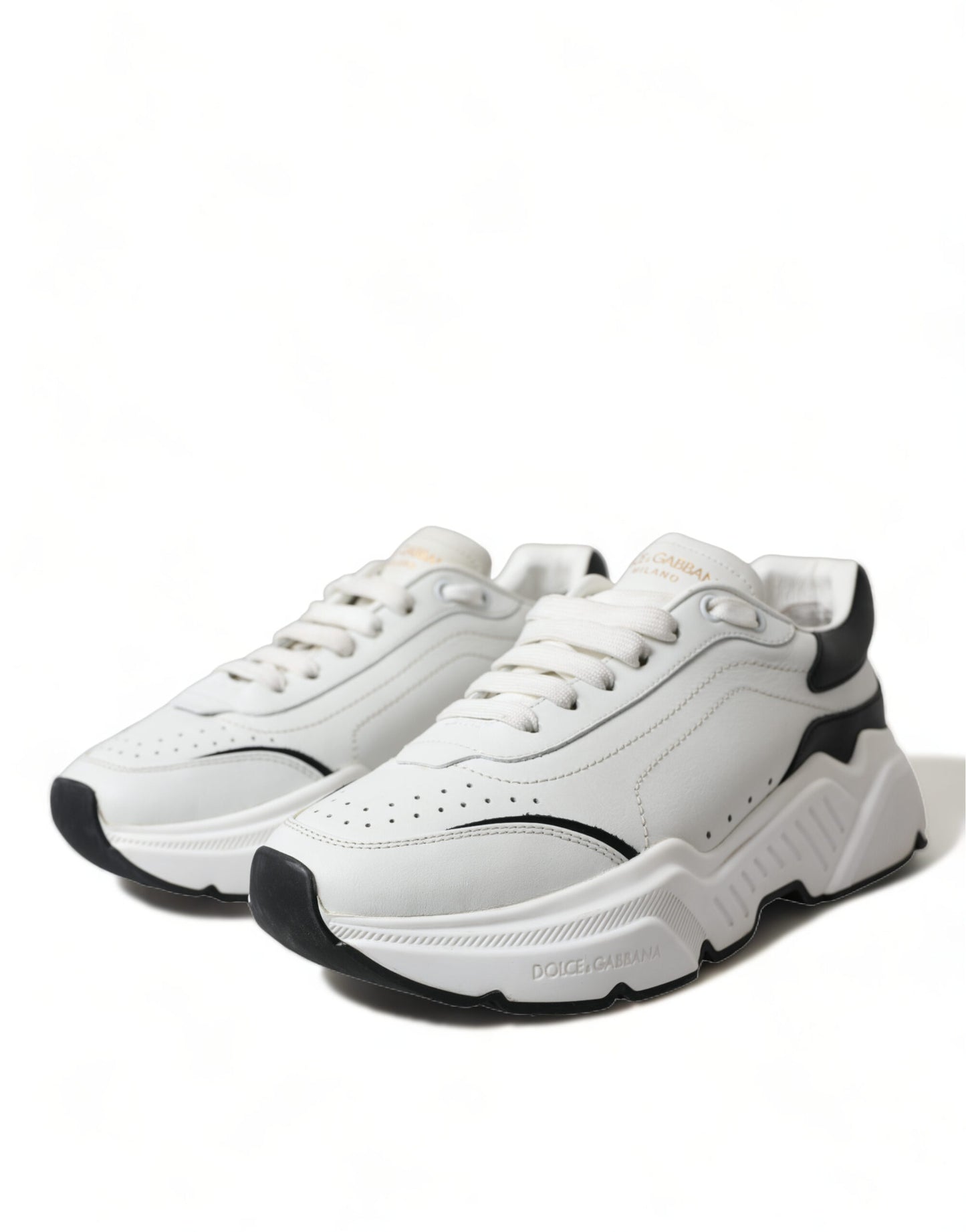 Dolce & Gabbana Zapatillas elegantes de cuero Daymaster en blanco y negro