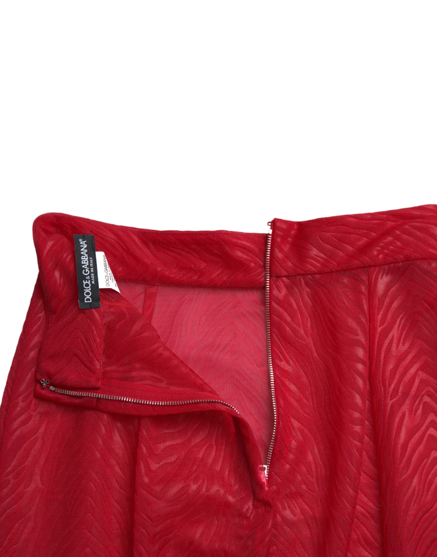 Dolce & Gabbana Falda midi transparente de cintura alta roja elegante
