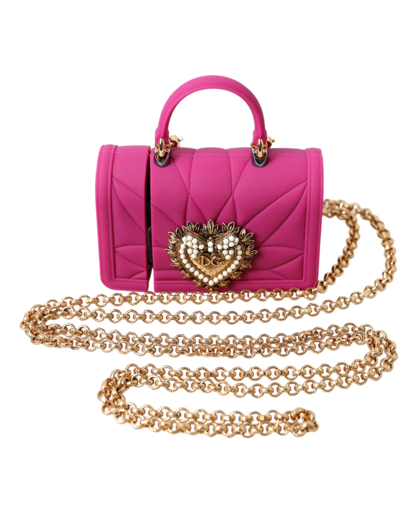 Dolce & Gabbana Chic Funda Acolchada De Silicona Para Airpods - Rosa Y Dorado