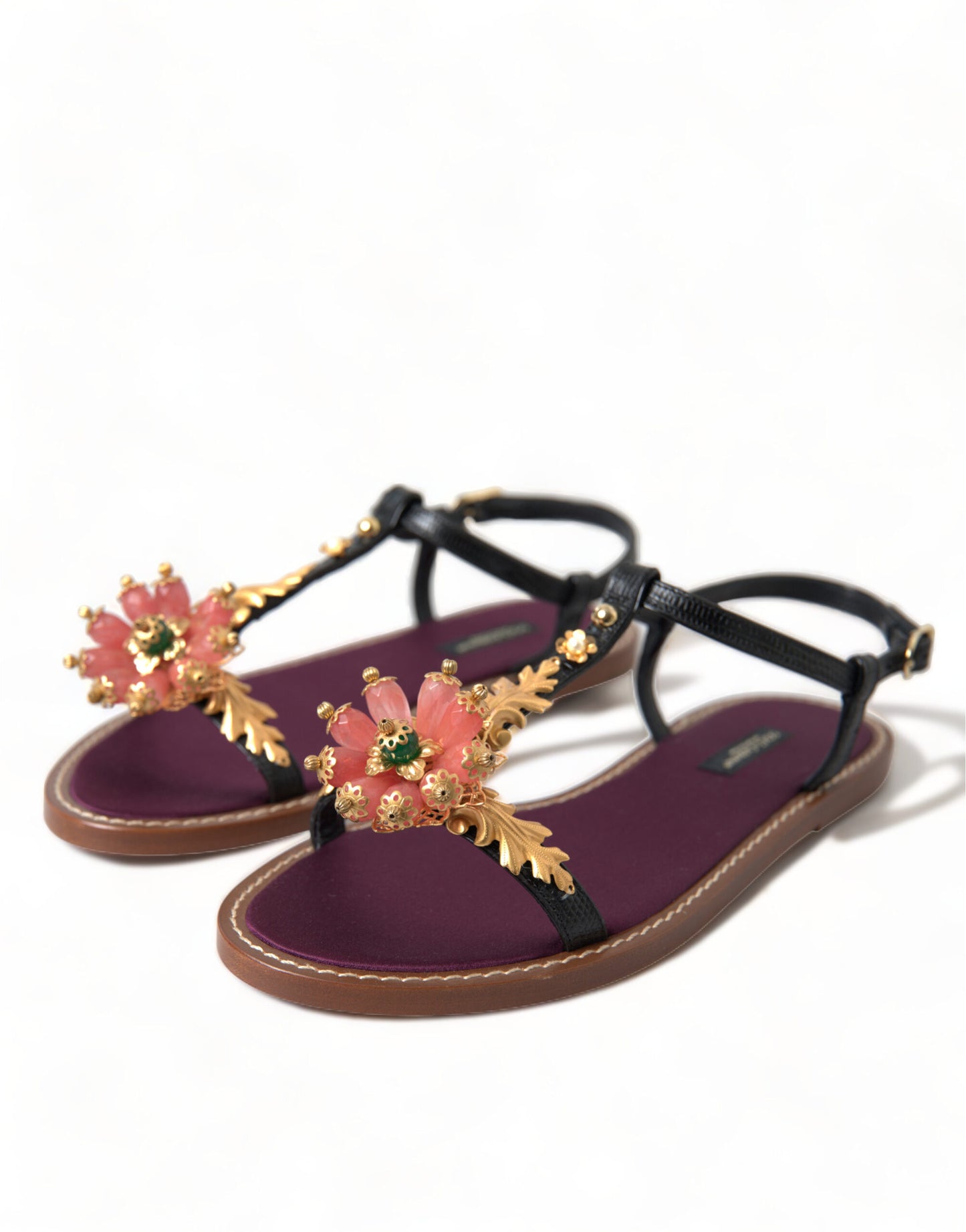 Dolce & Gabbana Elegantes sandalias planas adornadas con cristales
