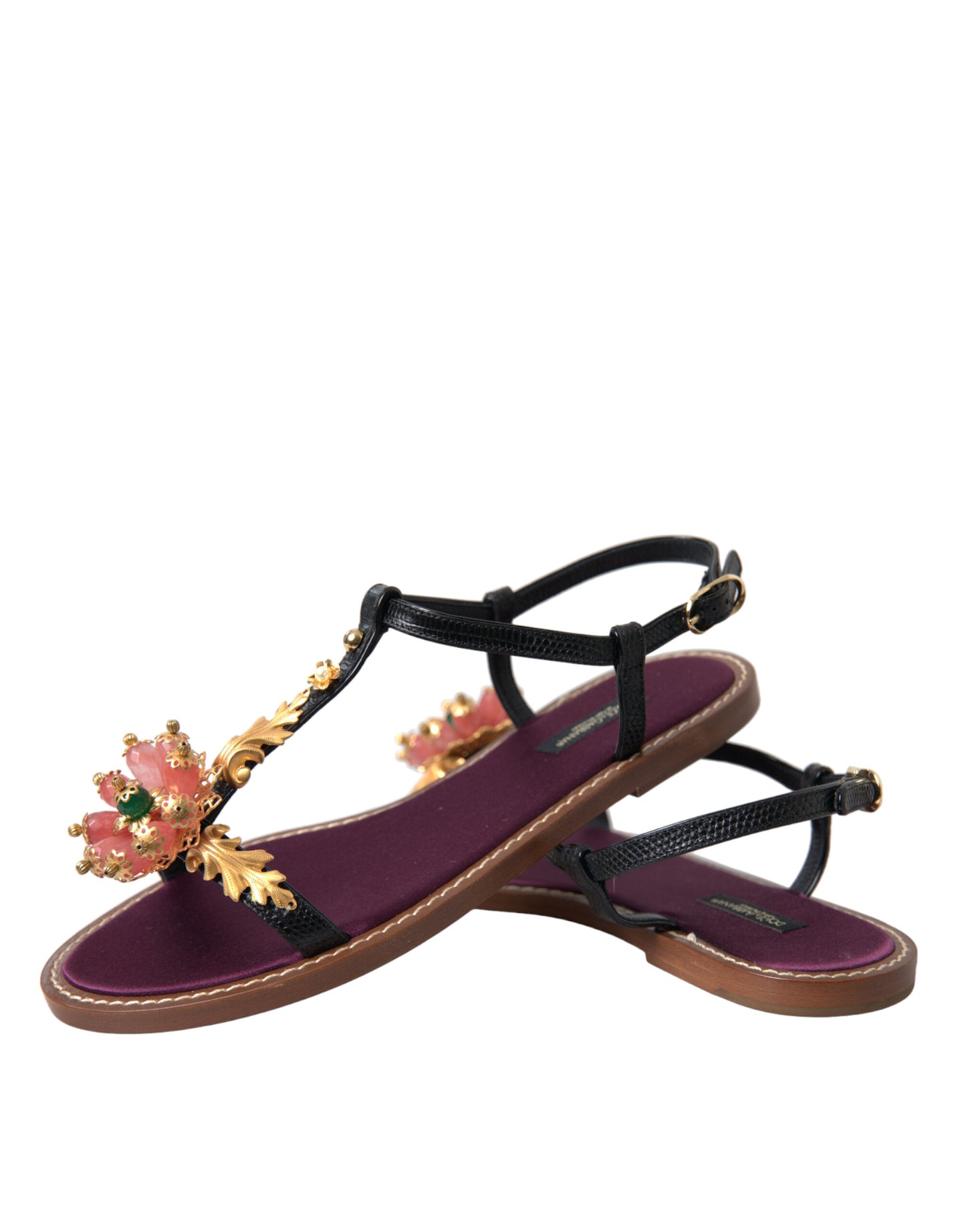 Dolce & Gabbana Elegantes sandalias planas adornadas con cristales