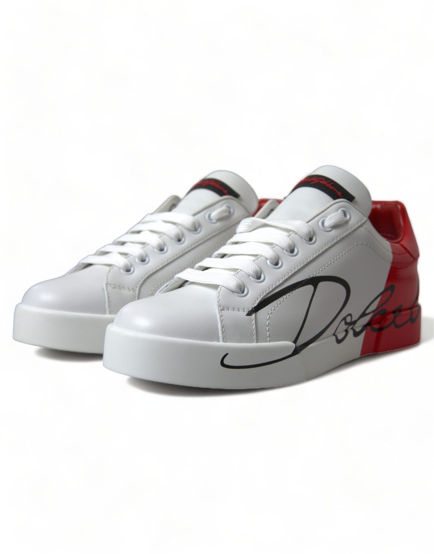 Dolce & Gabbana Elegantes zapatillas Portofino de cuero blanco
