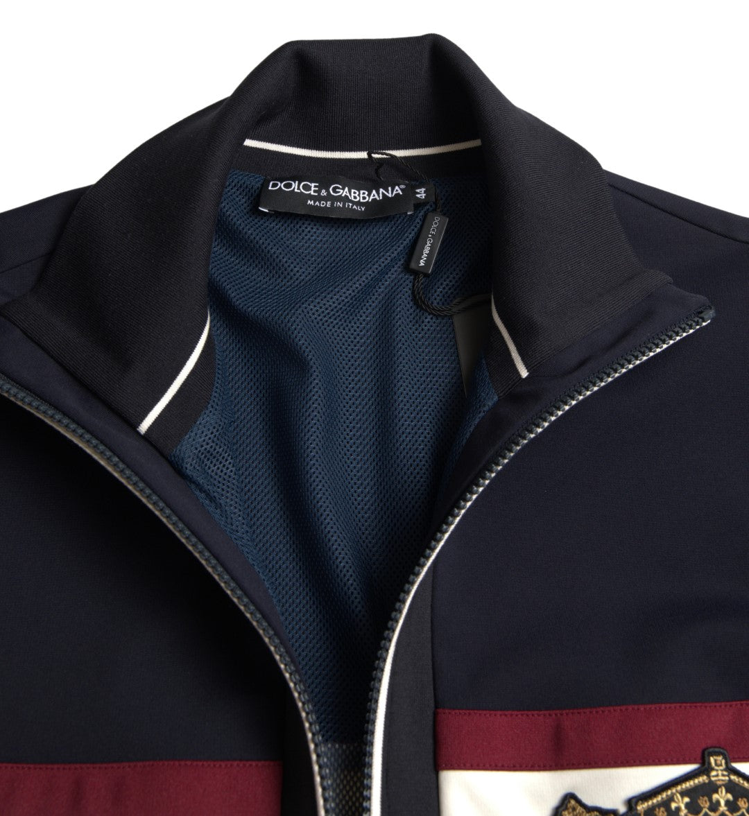 Dolce & Gabbana Elegante cárdigan azul a rayas con cremallera