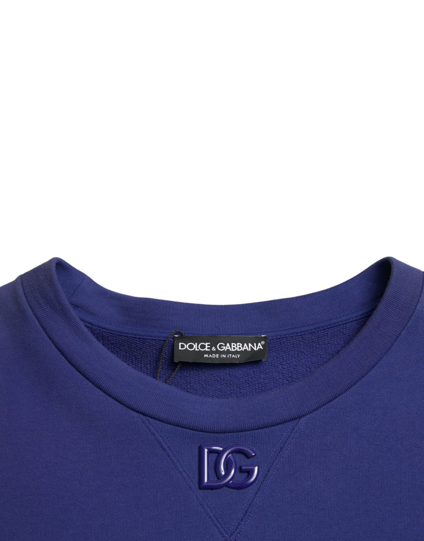 Dolce & Gabbana Jersey de algodón azul real con cuello redondo