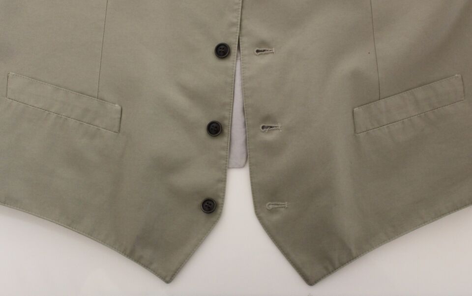 Dolce & Gabbana Elegante Chaleco De Vestir De Seda De Algodón Beige