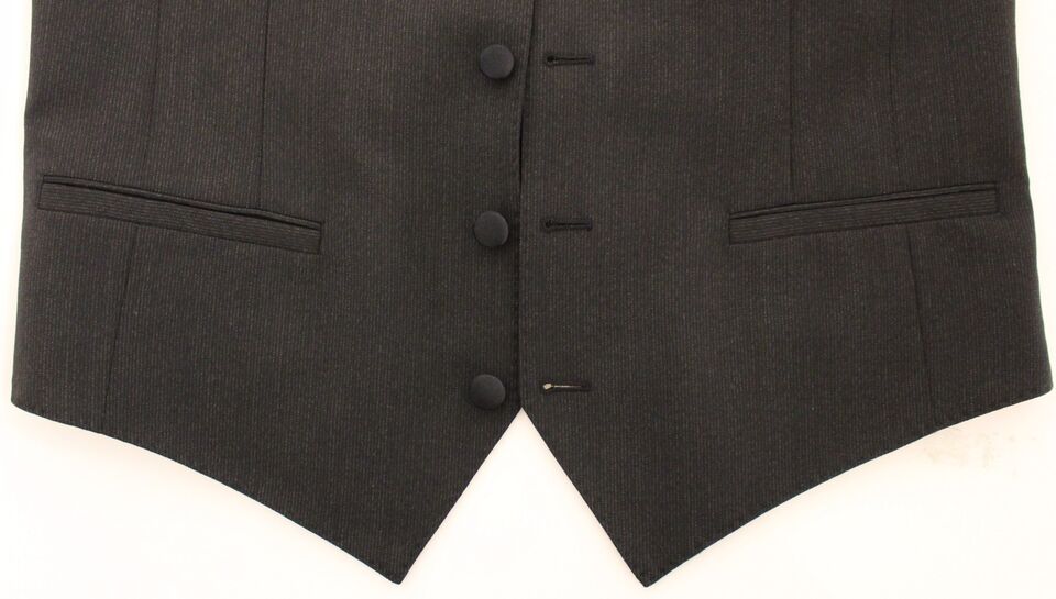 Dolce & Gabbana Elegante chaleco de vestir elástico de lana gris