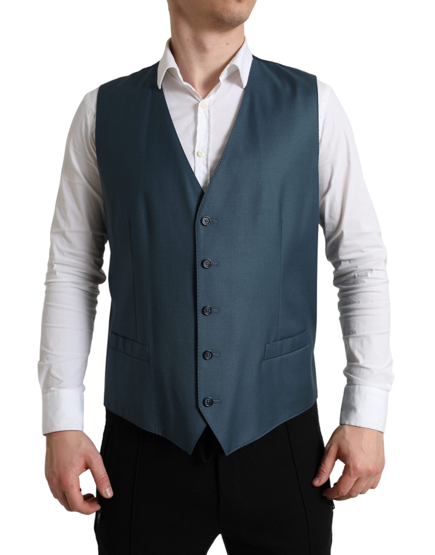 Dolce & Gabbana Elegante traje de lana de dos piezas verde Martini