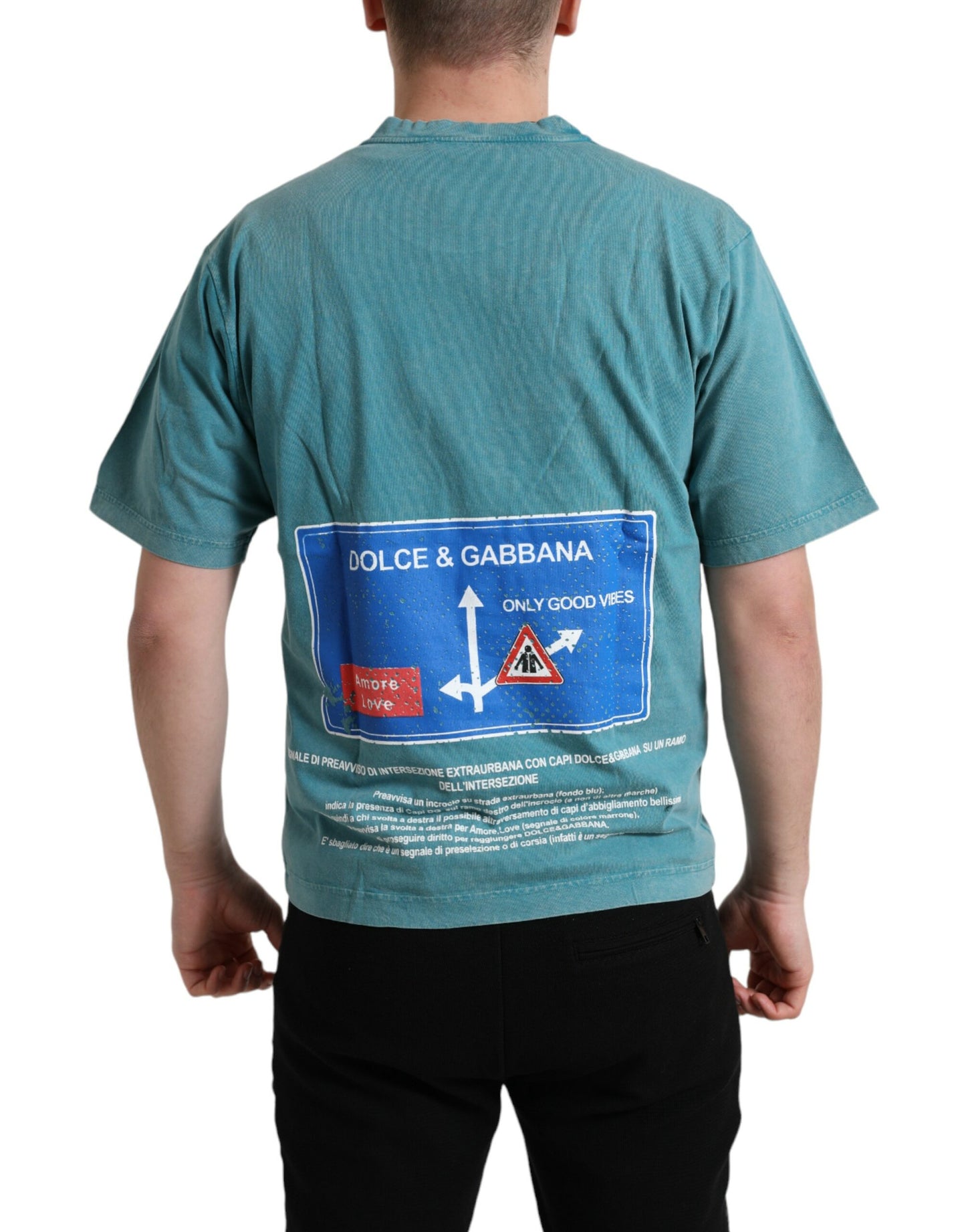 Dolce & Gabbana Camiseta de algodón con motivo Milano azul elegante