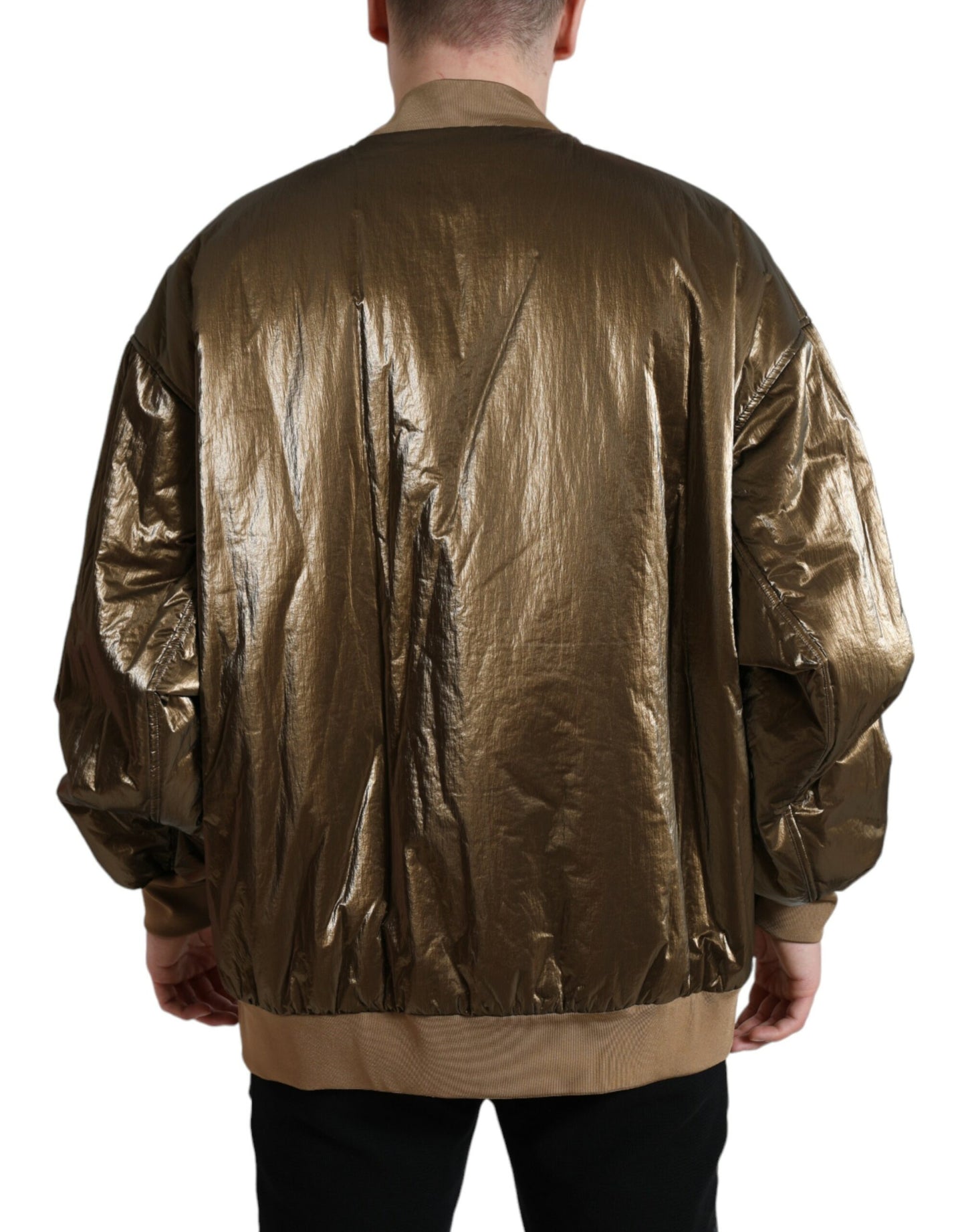 Dolce & Gabbana Elegante cazadora bomber bronce