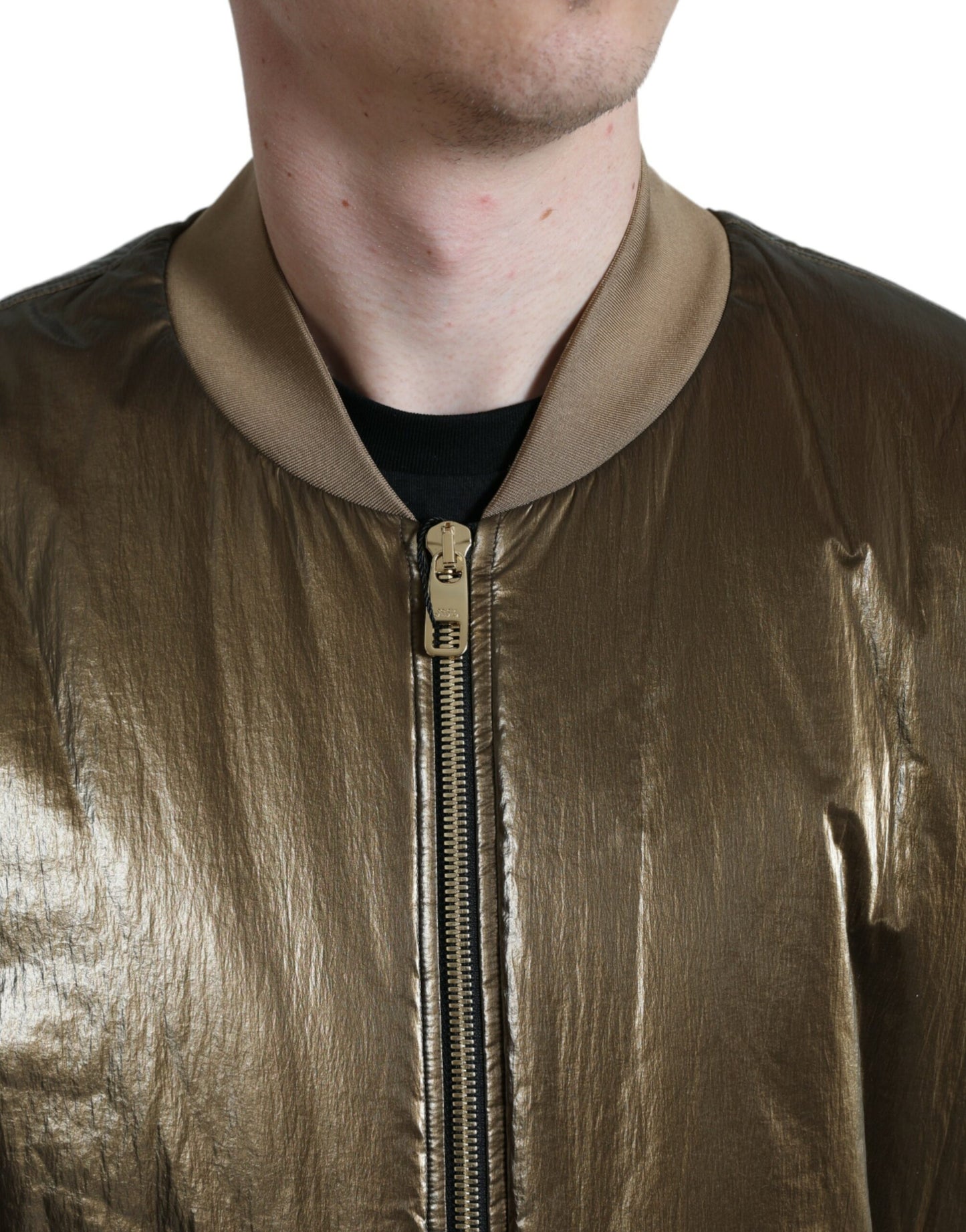 Dolce & Gabbana Elegante cazadora bomber bronce
