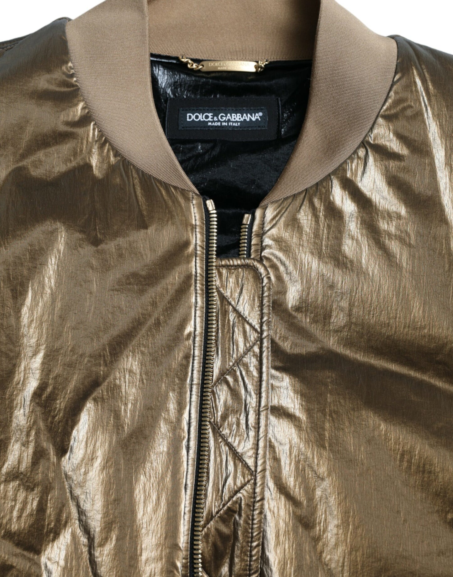 Dolce & Gabbana Elegante cazadora bomber bronce