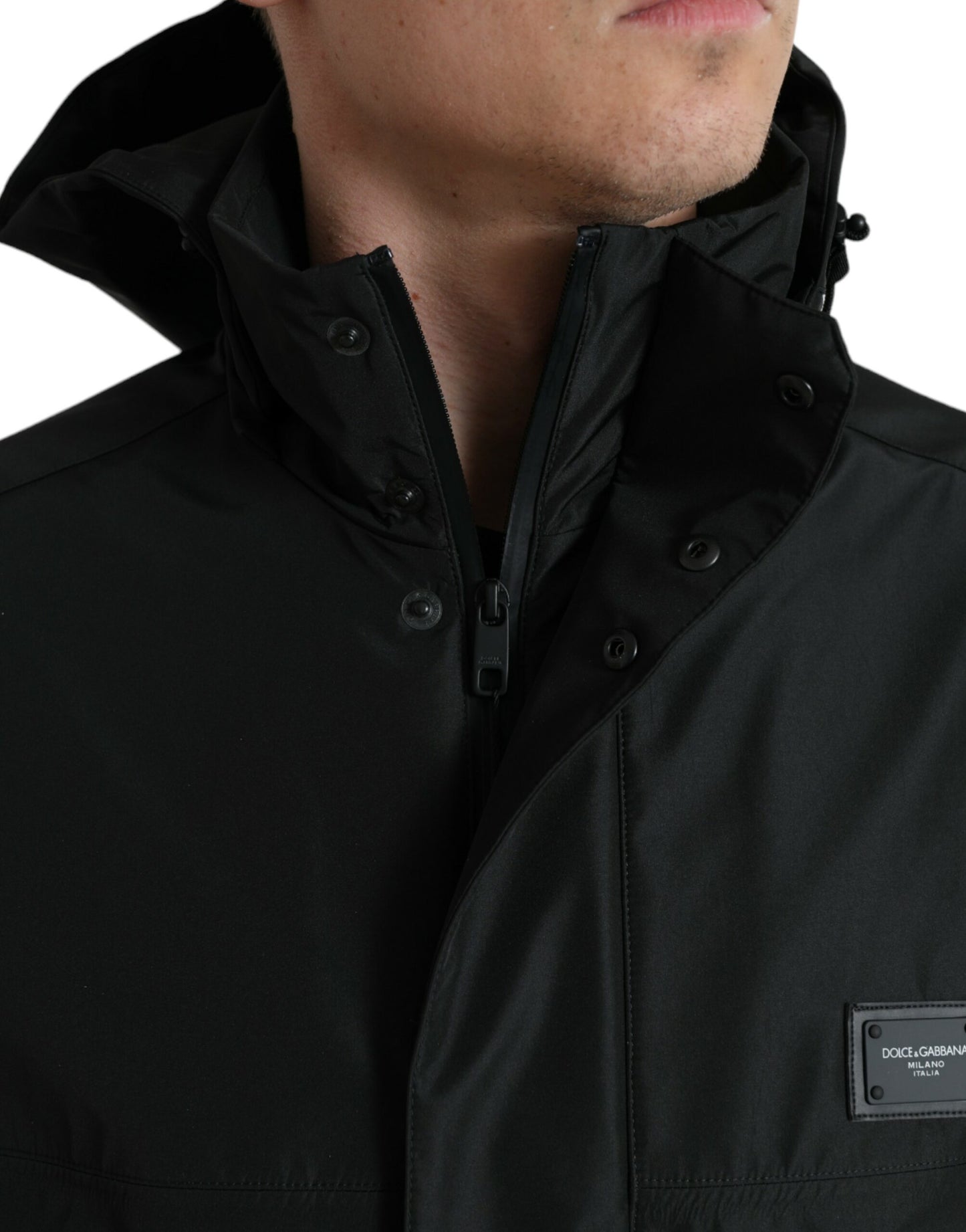 Dolce & Gabbana Sleek Black Windbreaker Jacket – IT48 | M par Dolce & Gabbana | Disponible sur Sandy Store ByNet