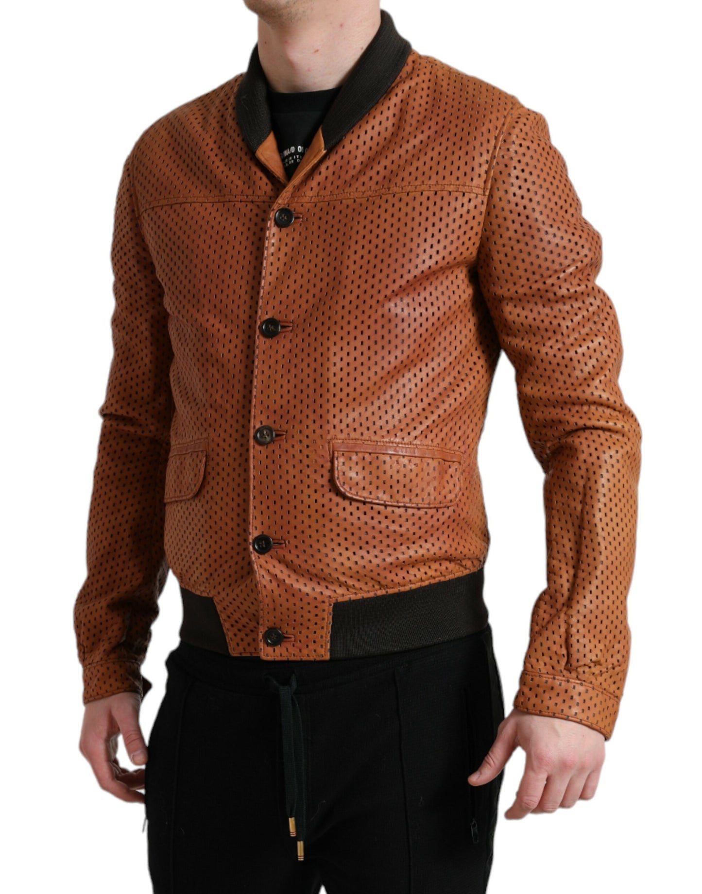 Dolce & Gabbana Elegante cazadora bomber perforada de piel