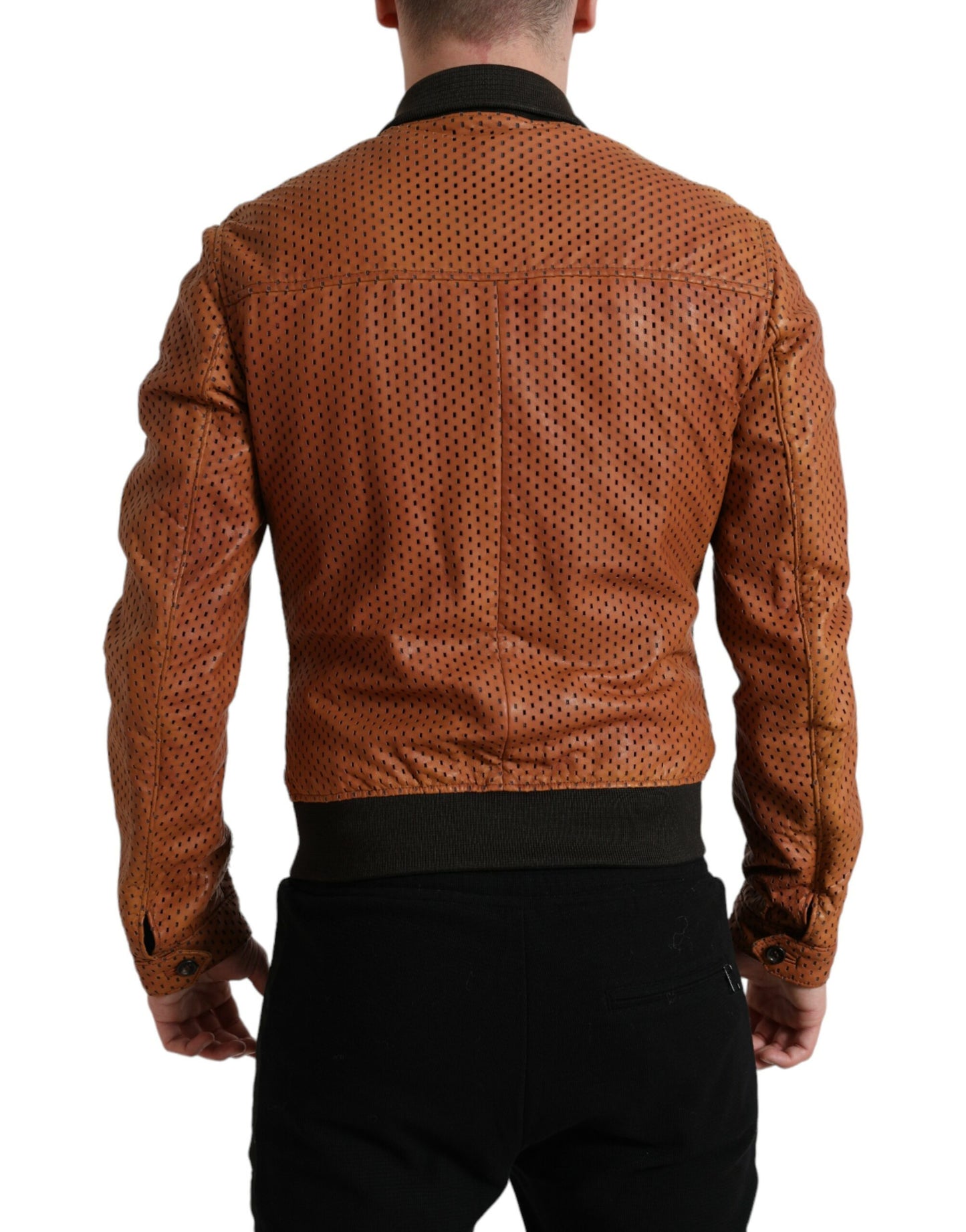 Dolce & Gabbana Elegante cazadora bomber perforada de piel