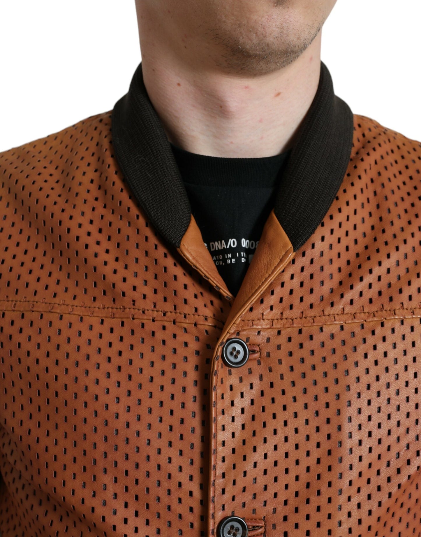 Dolce & Gabbana Elegante cazadora bomber perforada de piel