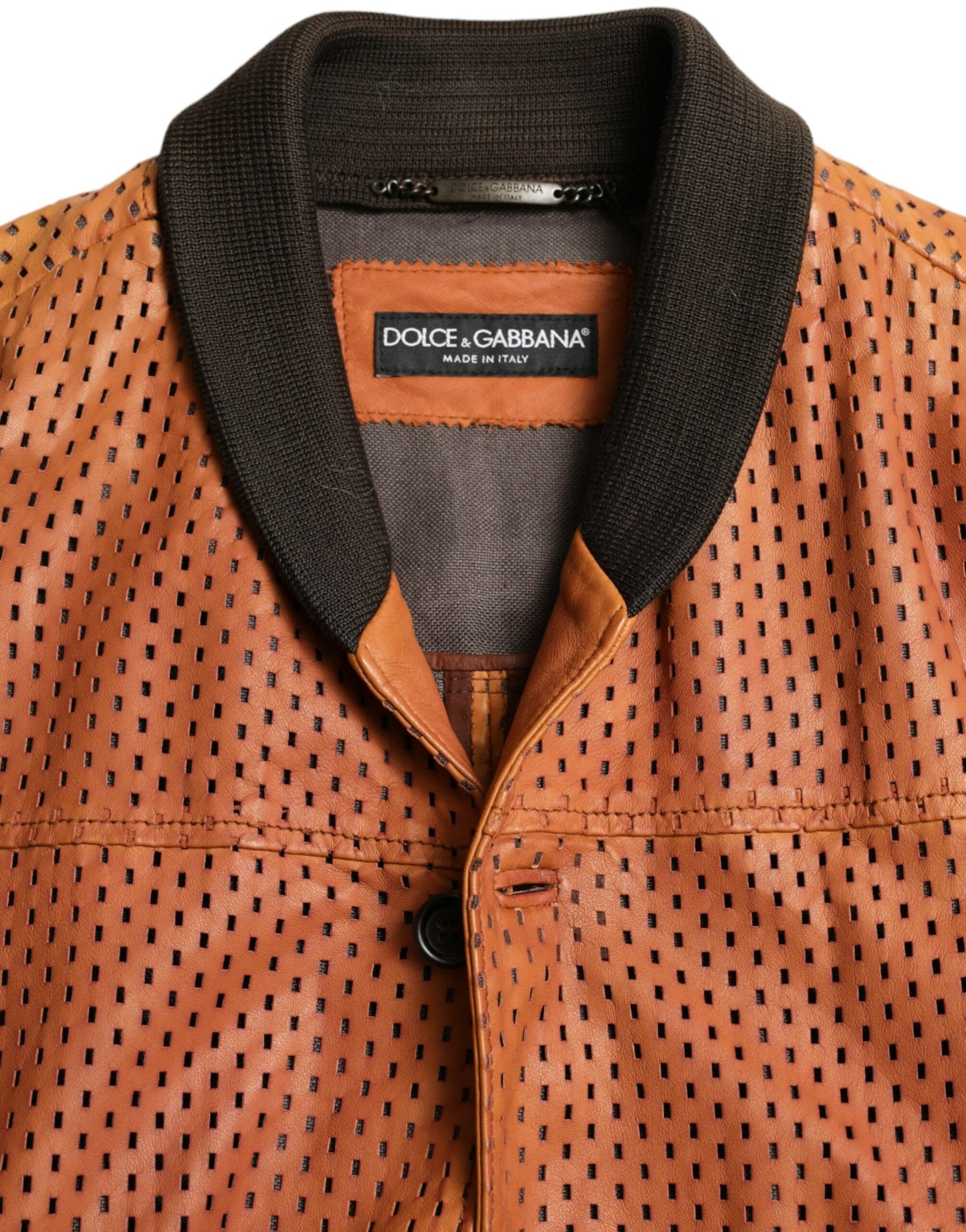 Dolce & Gabbana Elegante cazadora bomber perforada de piel