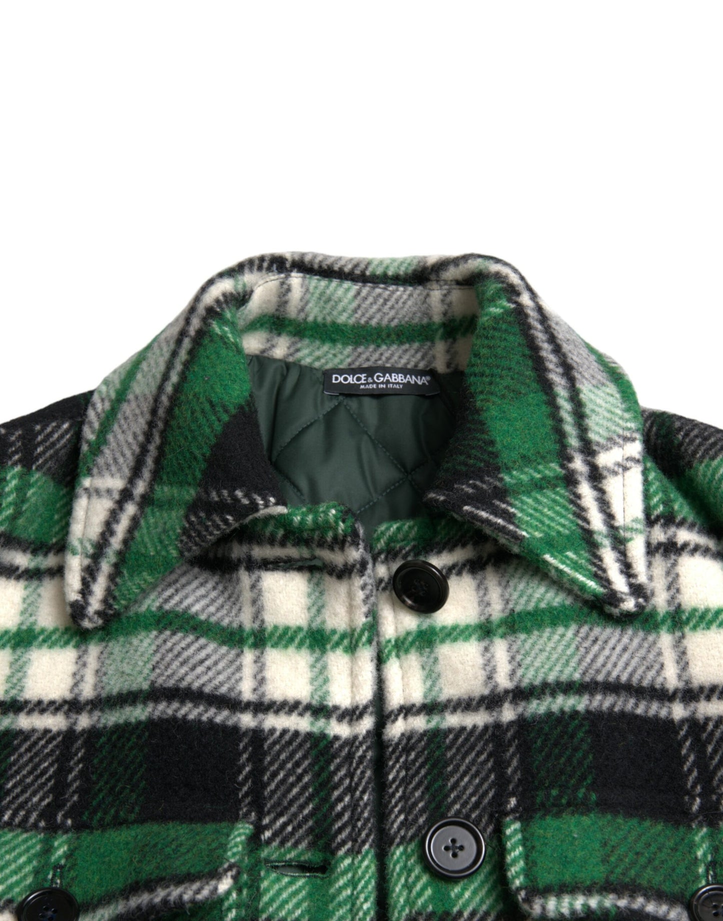 Dolce & Gabbana Elegante abrigo largo a cuadros verdes