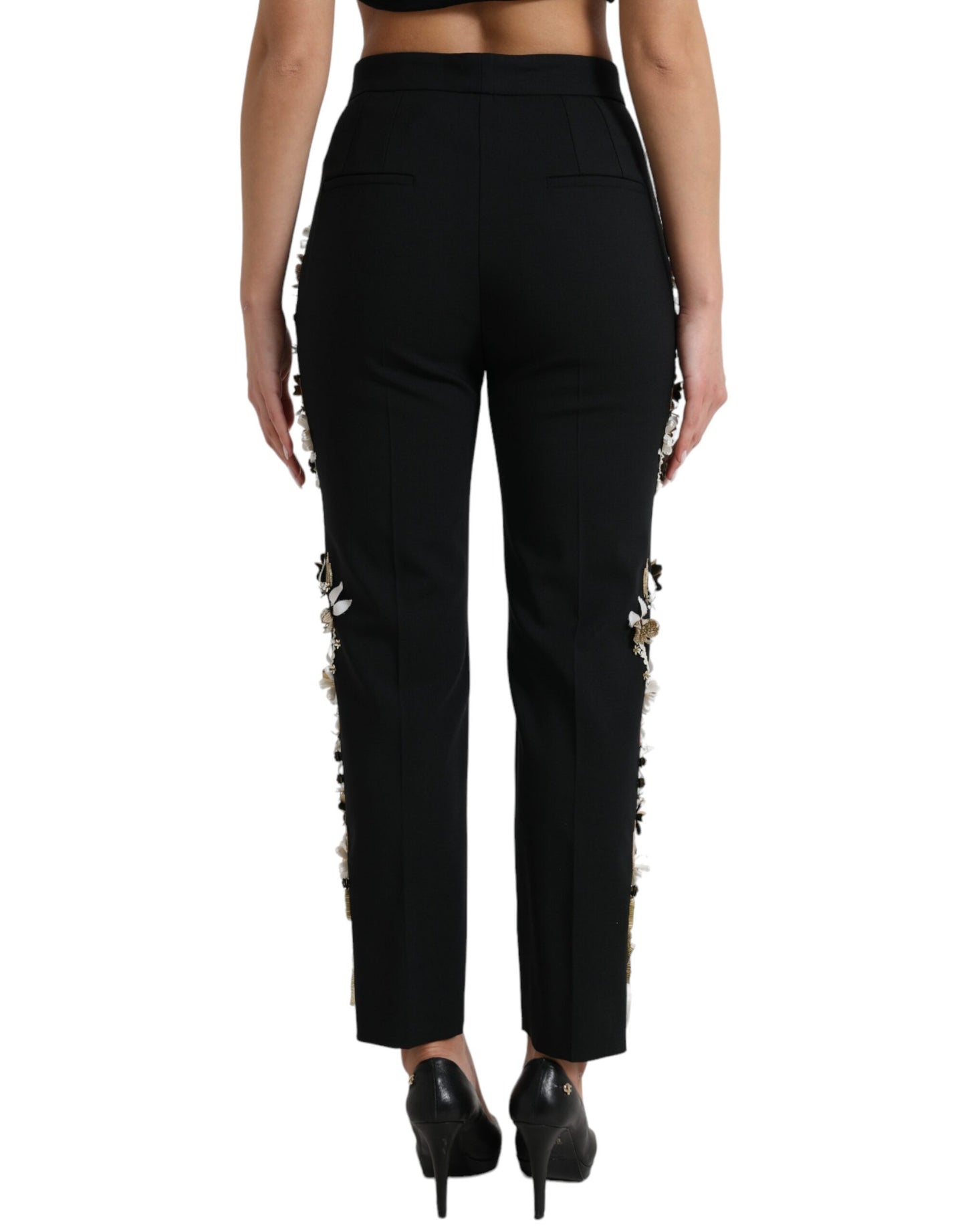 Dolce & Gabbana Elegantes pantalones cónicos florales de cintura alta