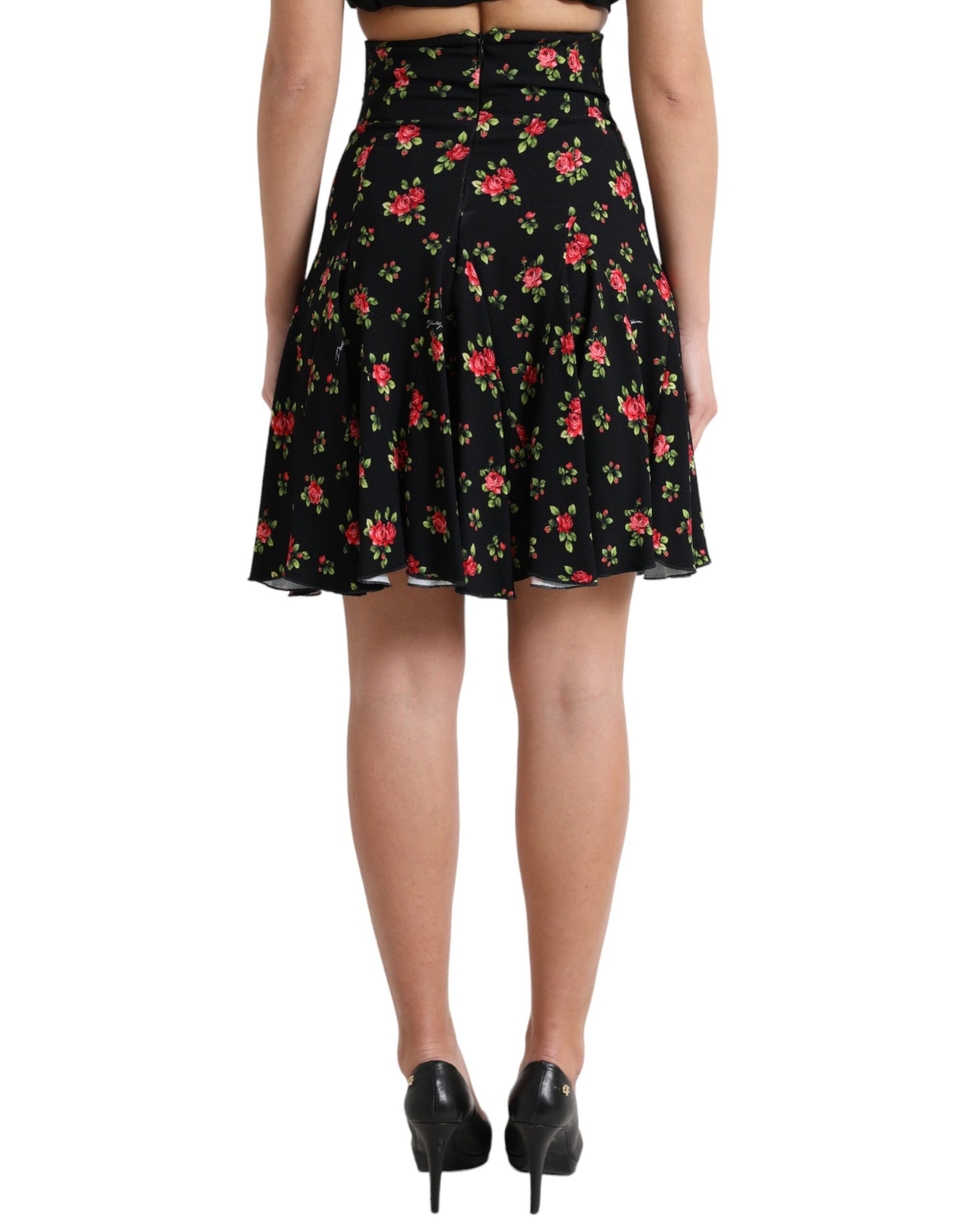 Dolce & Gabbana Minifalda evasé floral con cintura alta