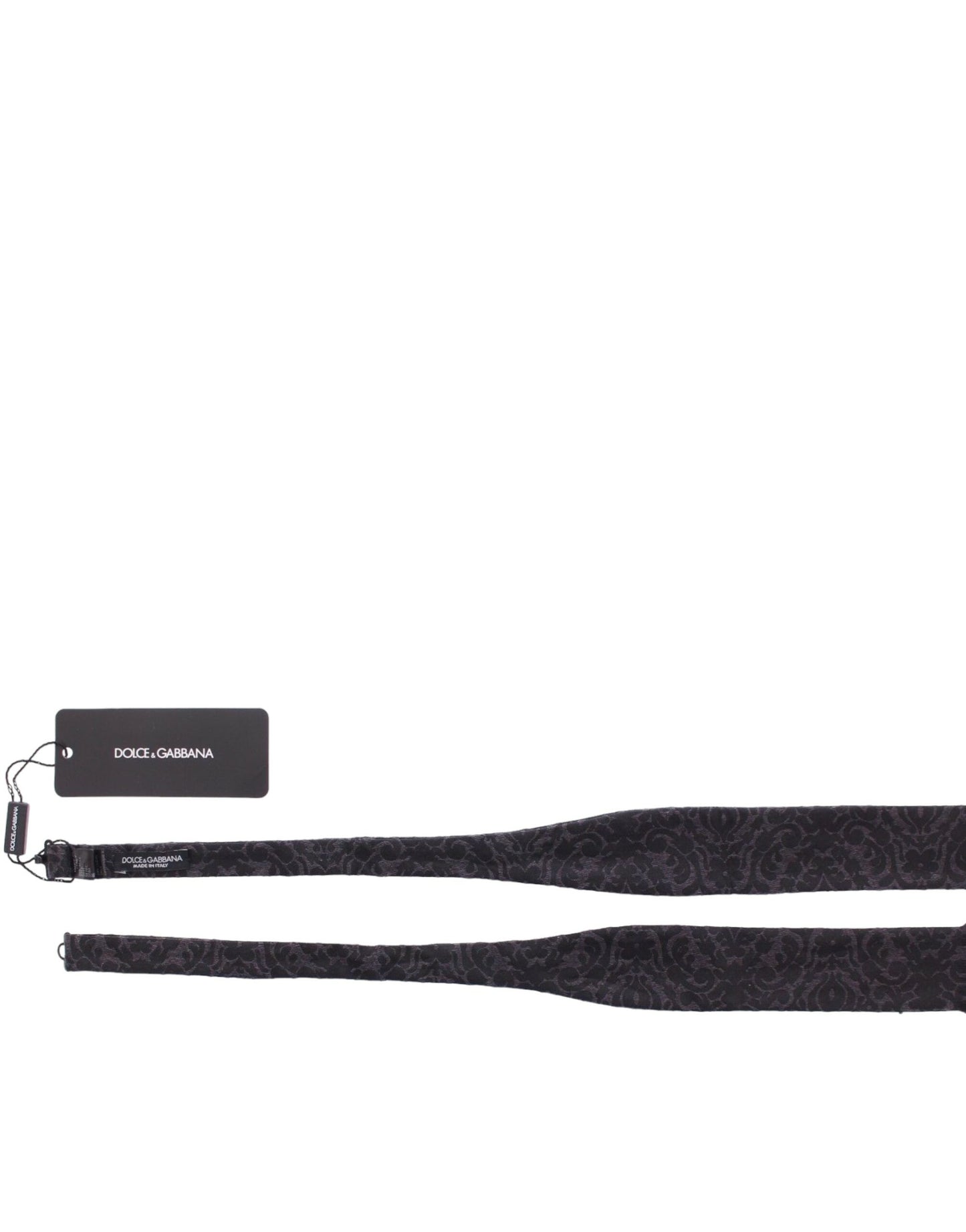 Dolce & Gabbana Pajarita elegante en mezcla de lana y seda negra Paisley