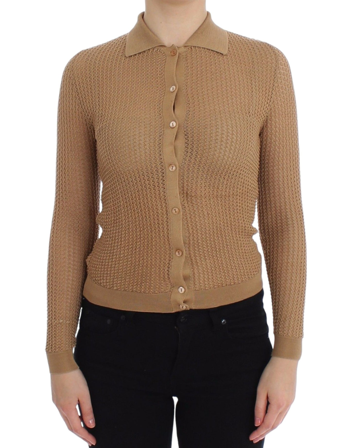 Dolce & Gabbana Jersey tipo polo de algodón de punto beige