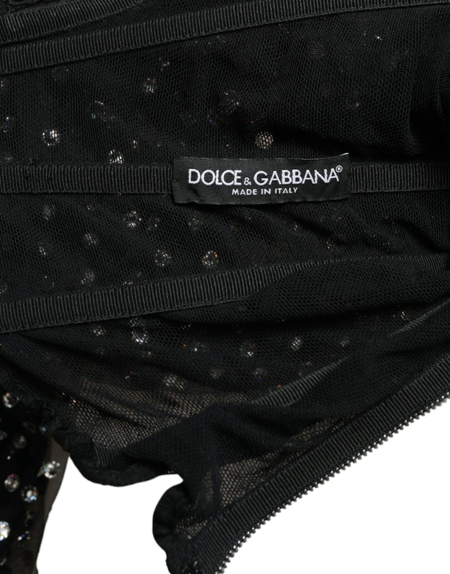 Dolce & Gabbana Elegante vestido largo negro adornado con cristales