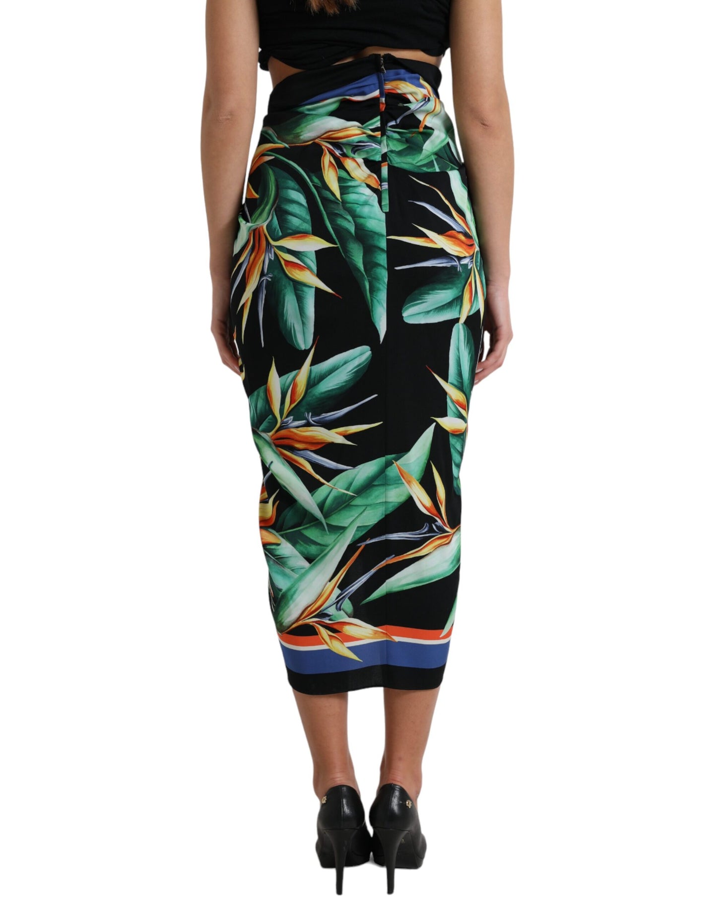 Dolce & Gabbana Elegante falda midi floral de cintura alta