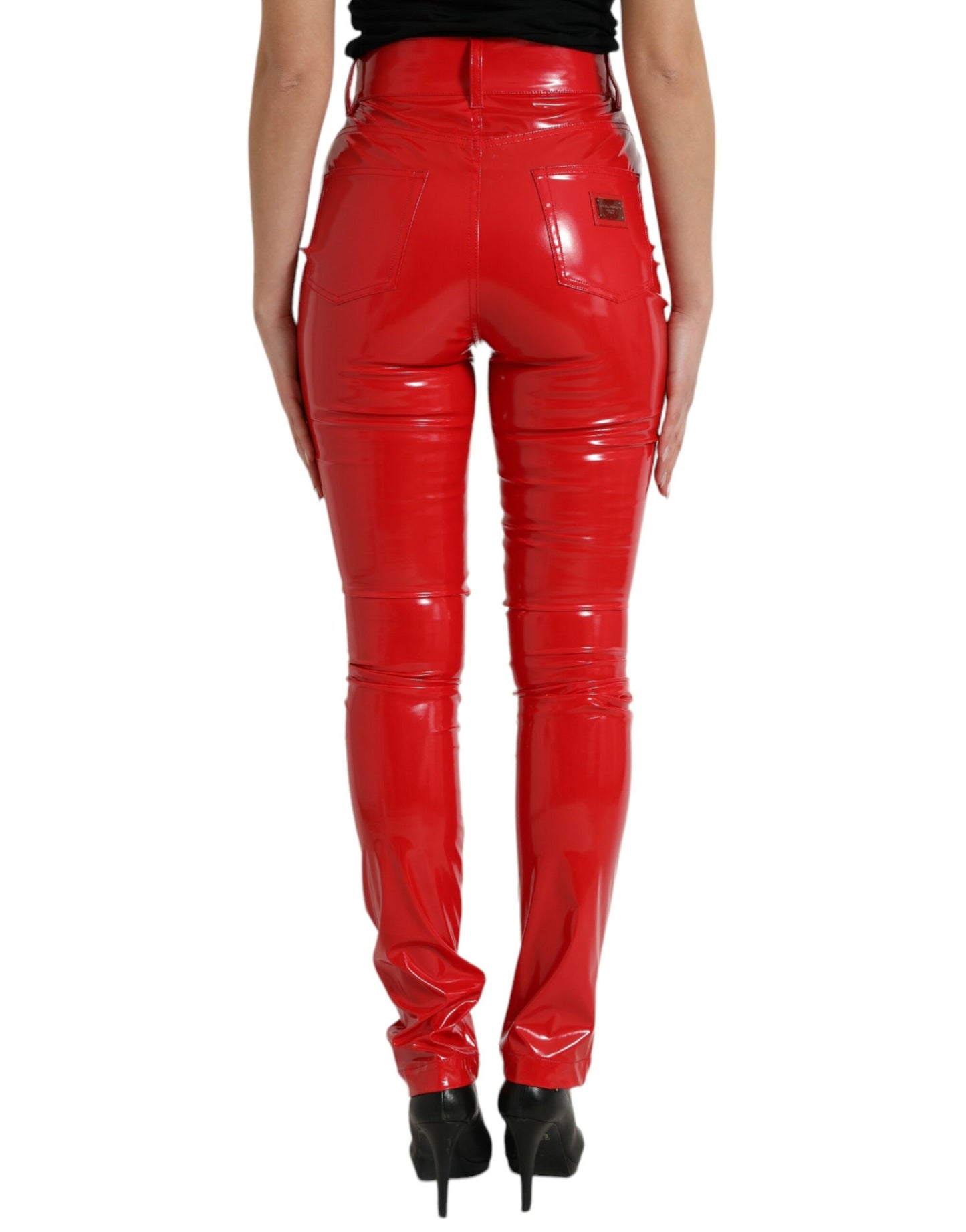 Dolce & Gabbana Pantalones pitillo rojos de cintura alta: elegantes y elegantes