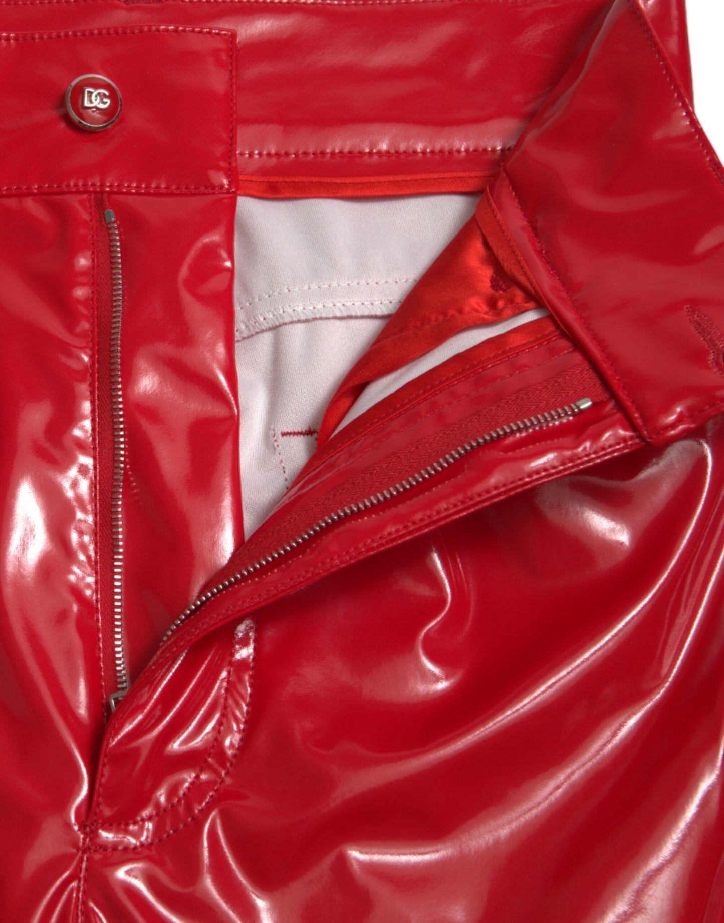 Dolce & Gabbana Pantalones pitillo rojos de cintura alta: elegantes y elegantes