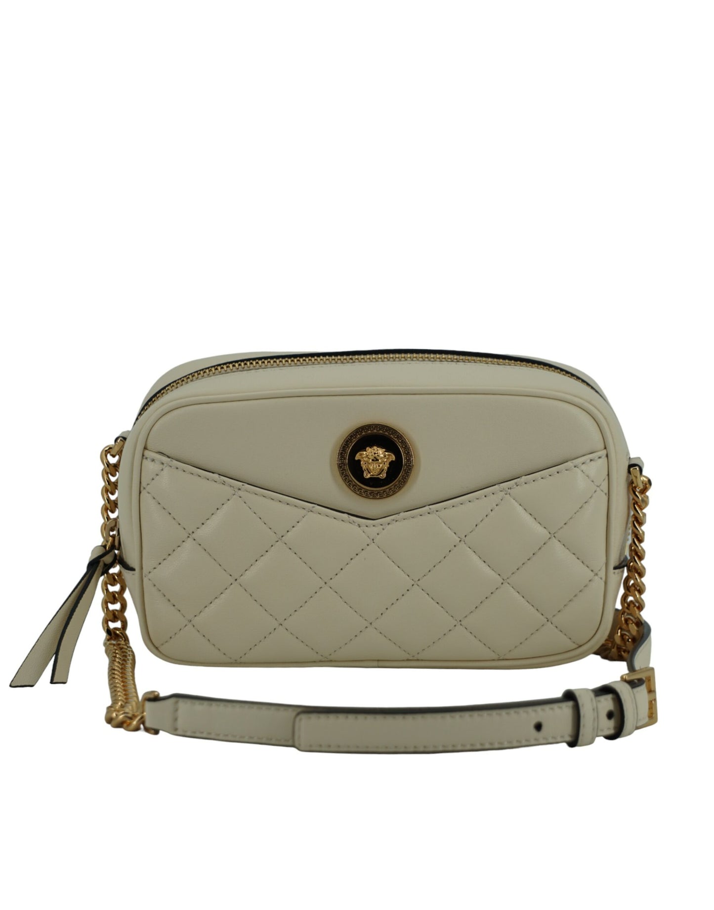 Versace Elegant White Lamb Leather Camera Bag – par Versace | Disponible sur Sandy Store ByNet