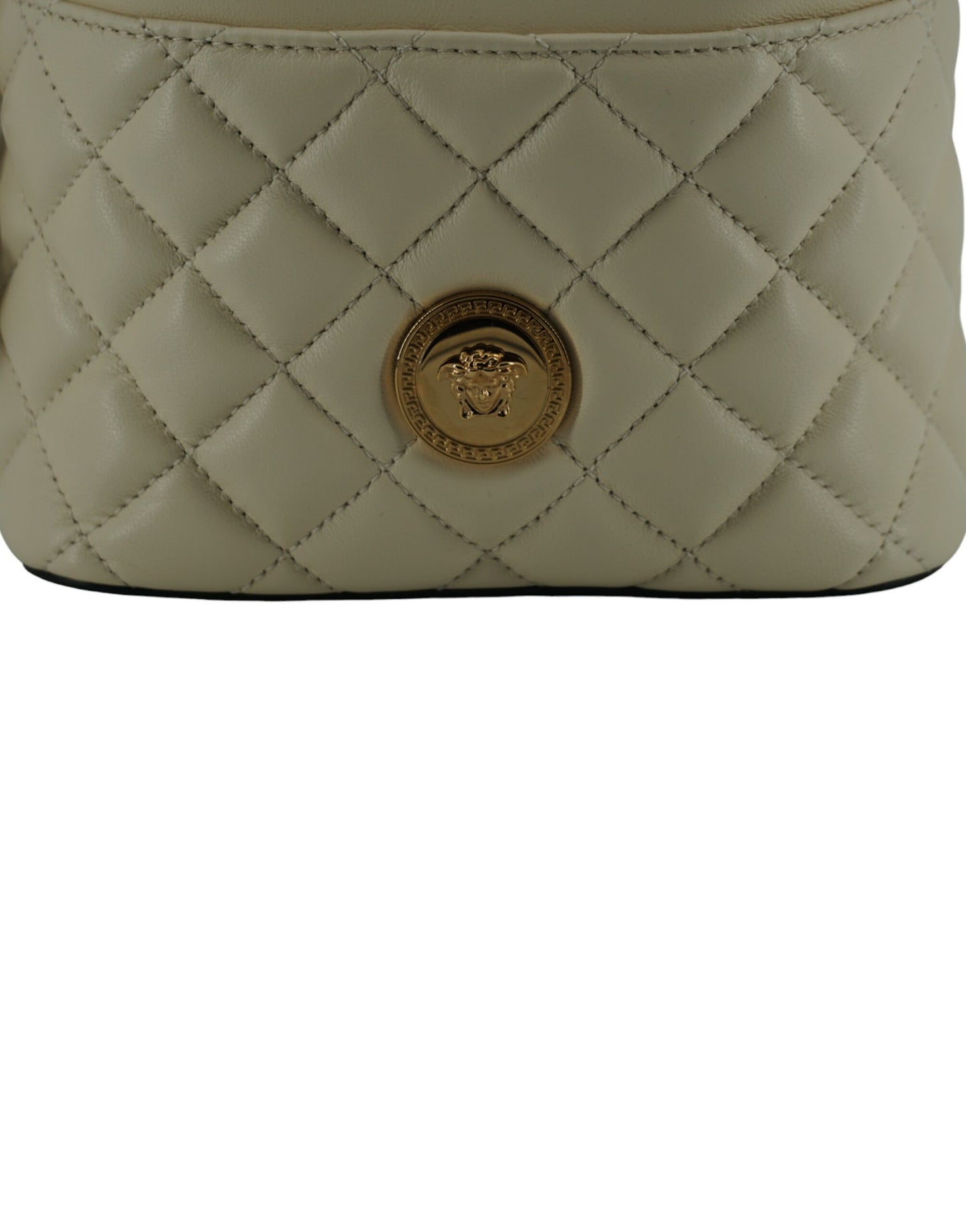 Versace Elegant Small White Leather Bucket Shoulder Bag – par Versace | Disponible sur Sandy Store ByNet